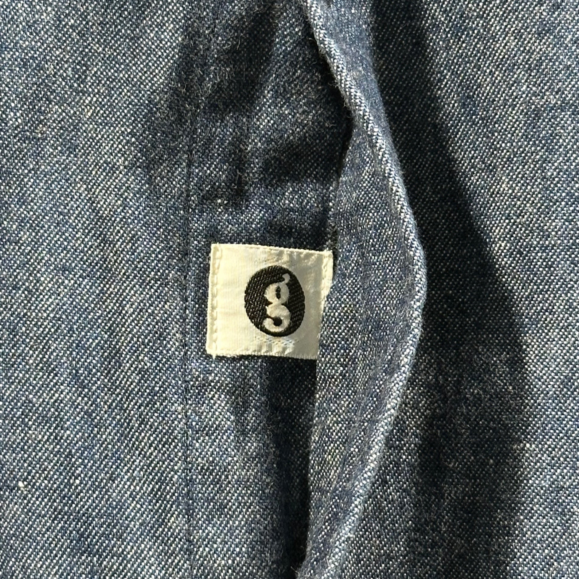 GOODENOUGH(グッドイナフ) 90's Chambray BD Sleeve Logo Shirt シャンブレー 袖ロゴ ボタンダウン シャツ 表記無(L程度) インディゴ