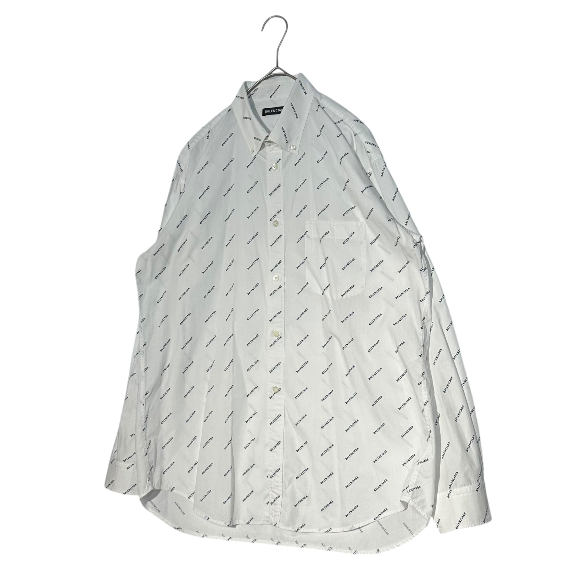 BALENCIAGA(バレンシアガ) 18SS All Over Logo L/S Shirt 総柄 ロゴ 長袖 シャツ 534333TBL96 38 ホワイト