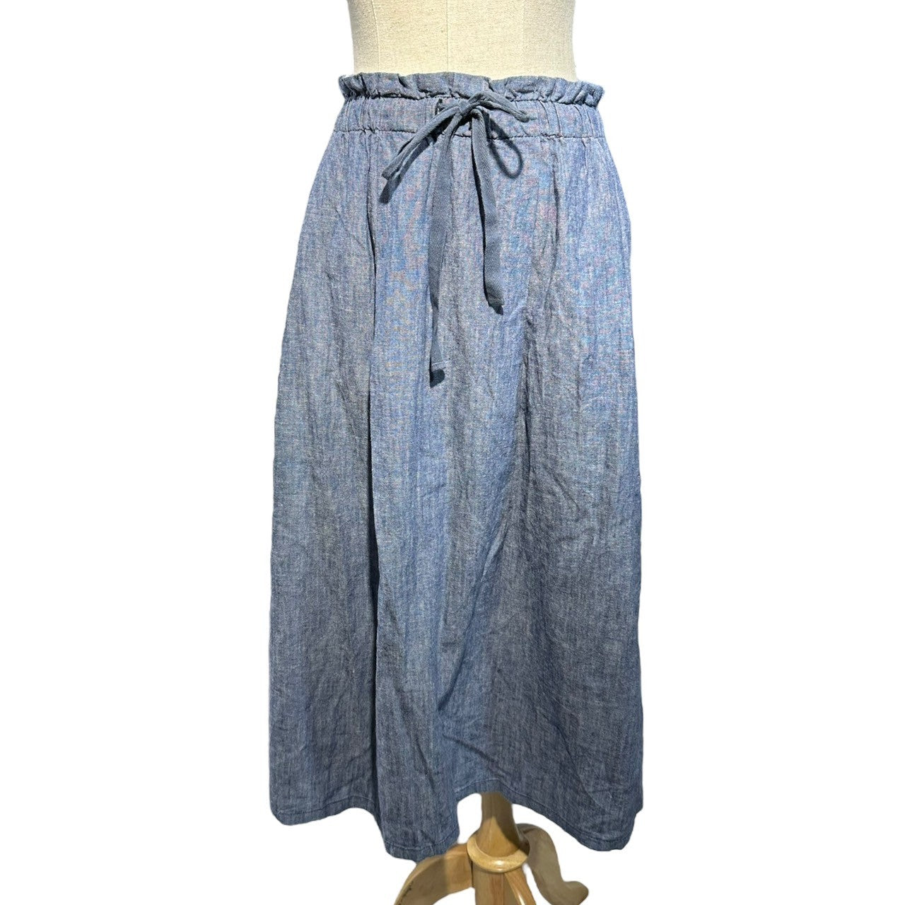 plantation(プランテーション) 12SS Waist Gathered Cotton Linen Flare Skirt ウエスト ギャザー コットン リネン フレア スカート PL22FG951 2 ライトブルー