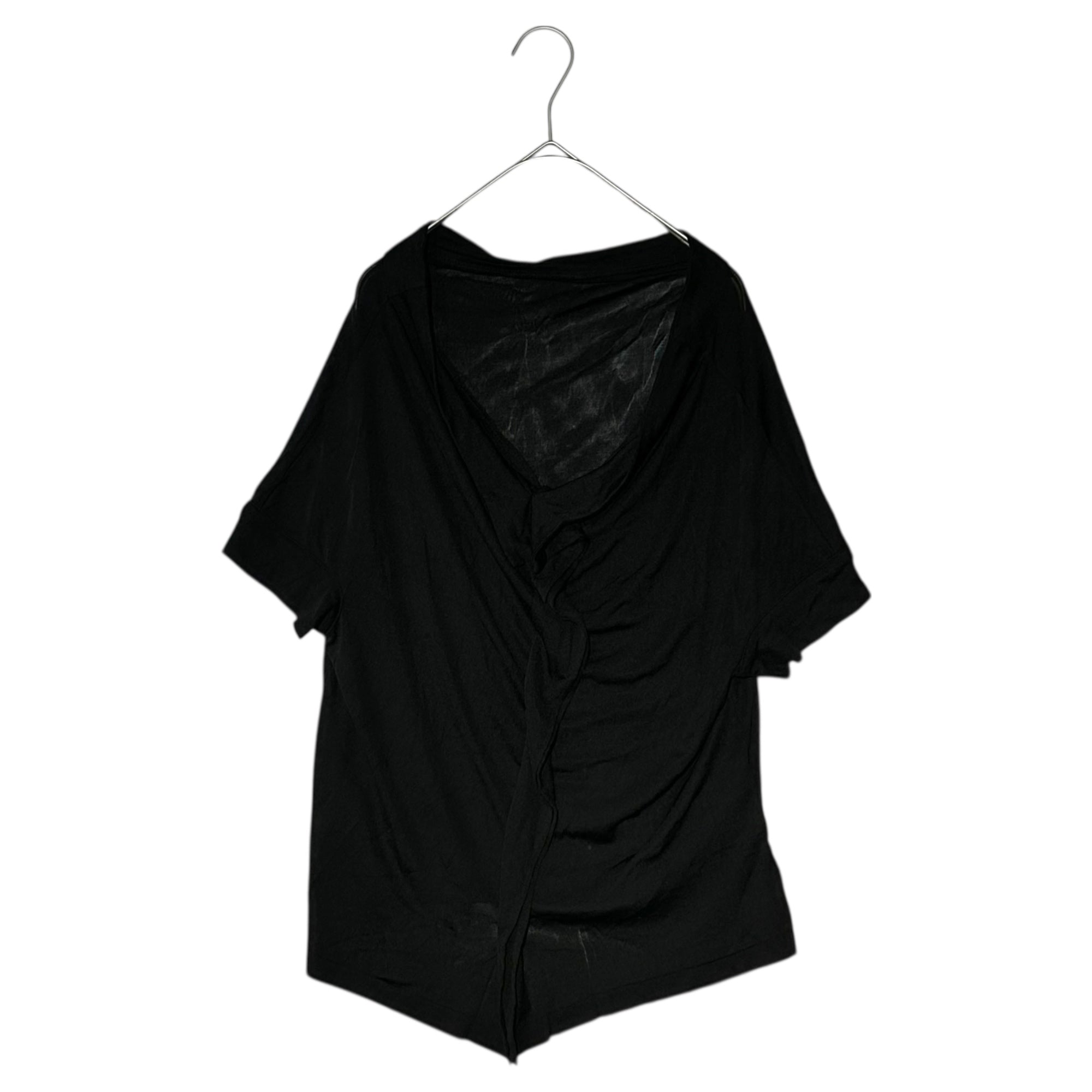 YOHJI YAMAMOTO+NOIR(ヨウジヤマモトプリュスノアール) All Silk S/S Blouse オール シルク 半袖 ブラウス NY-T02-430 3 ブラック