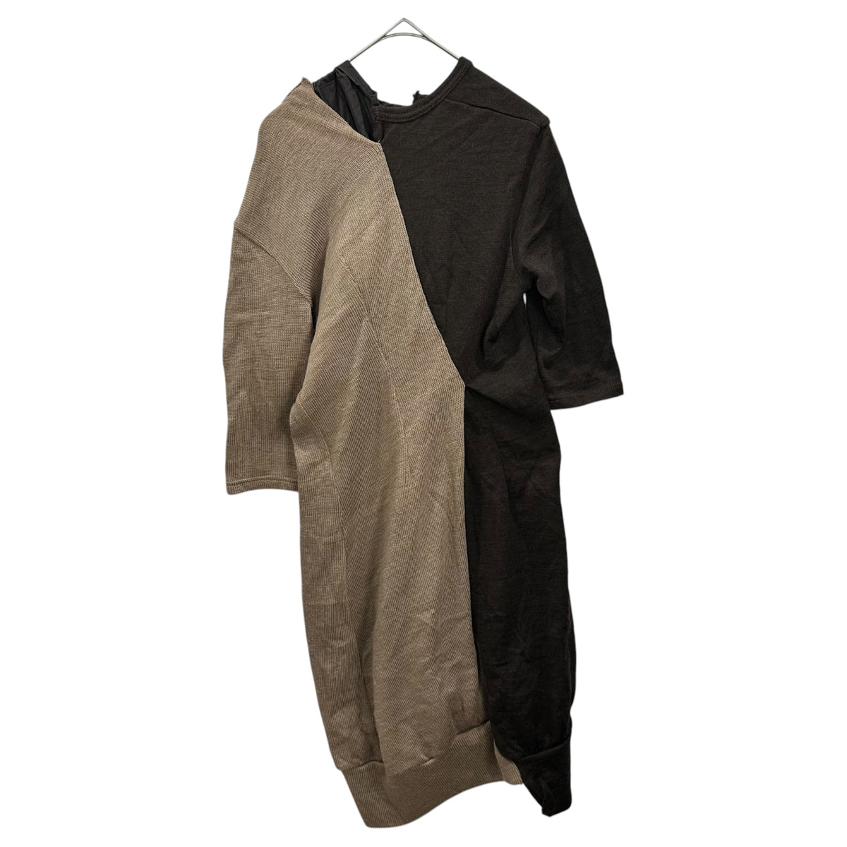 JUNYA WATANABE COMME des GARCONS(ジュンヤワタナベコムデギャルソン) 2007AW Asymmetrical Knit Dress アシンメトリー ニット ワンピース JT-O013 SS ベージュ×ブラウン AD2007 00s アーカイブ