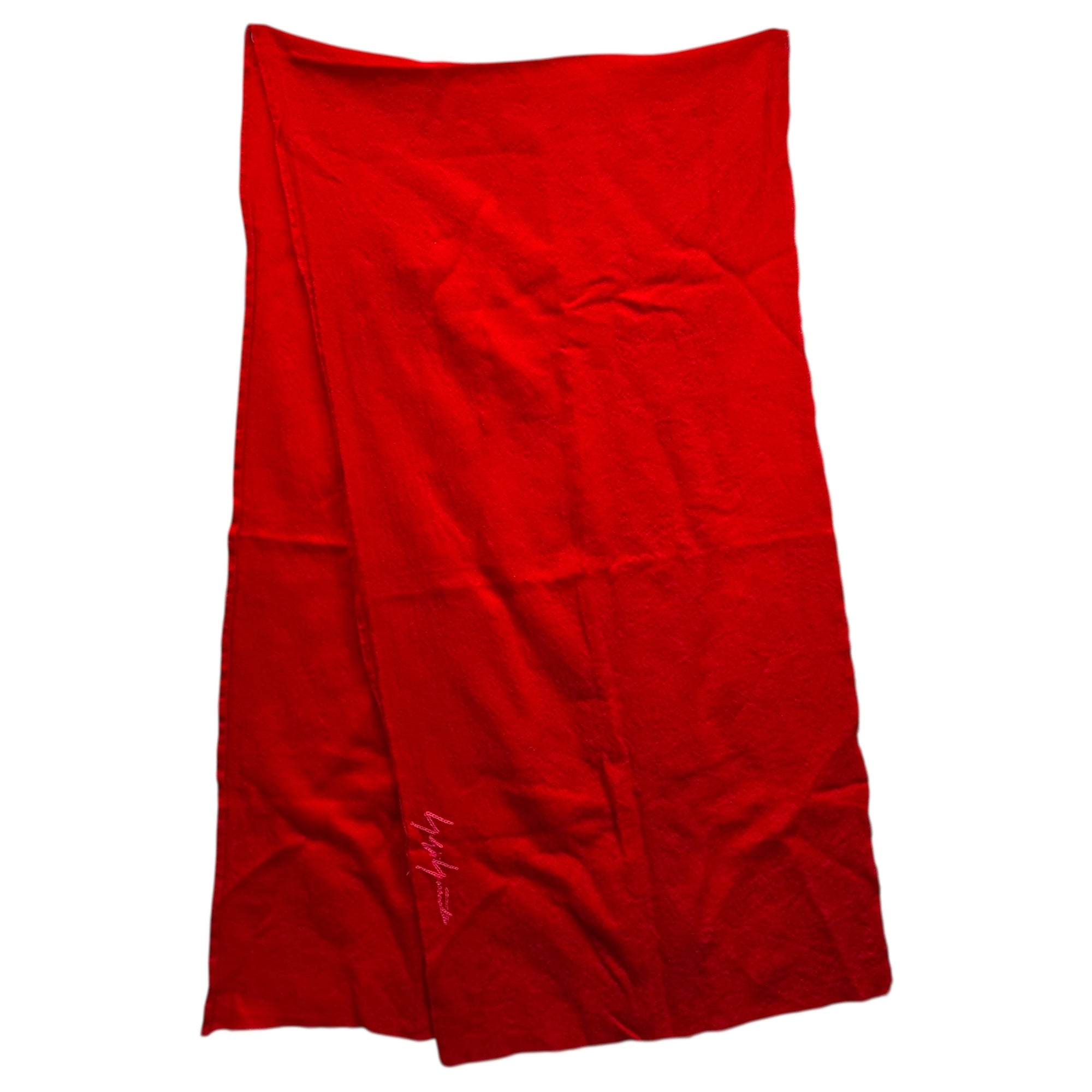 YOHJI YAMAMOTO(ヨウジヤマモト) Brand Logo Stitch Wool Stole ブランドロゴ ステッチ ウール ストール NZ-L03-164 レッド