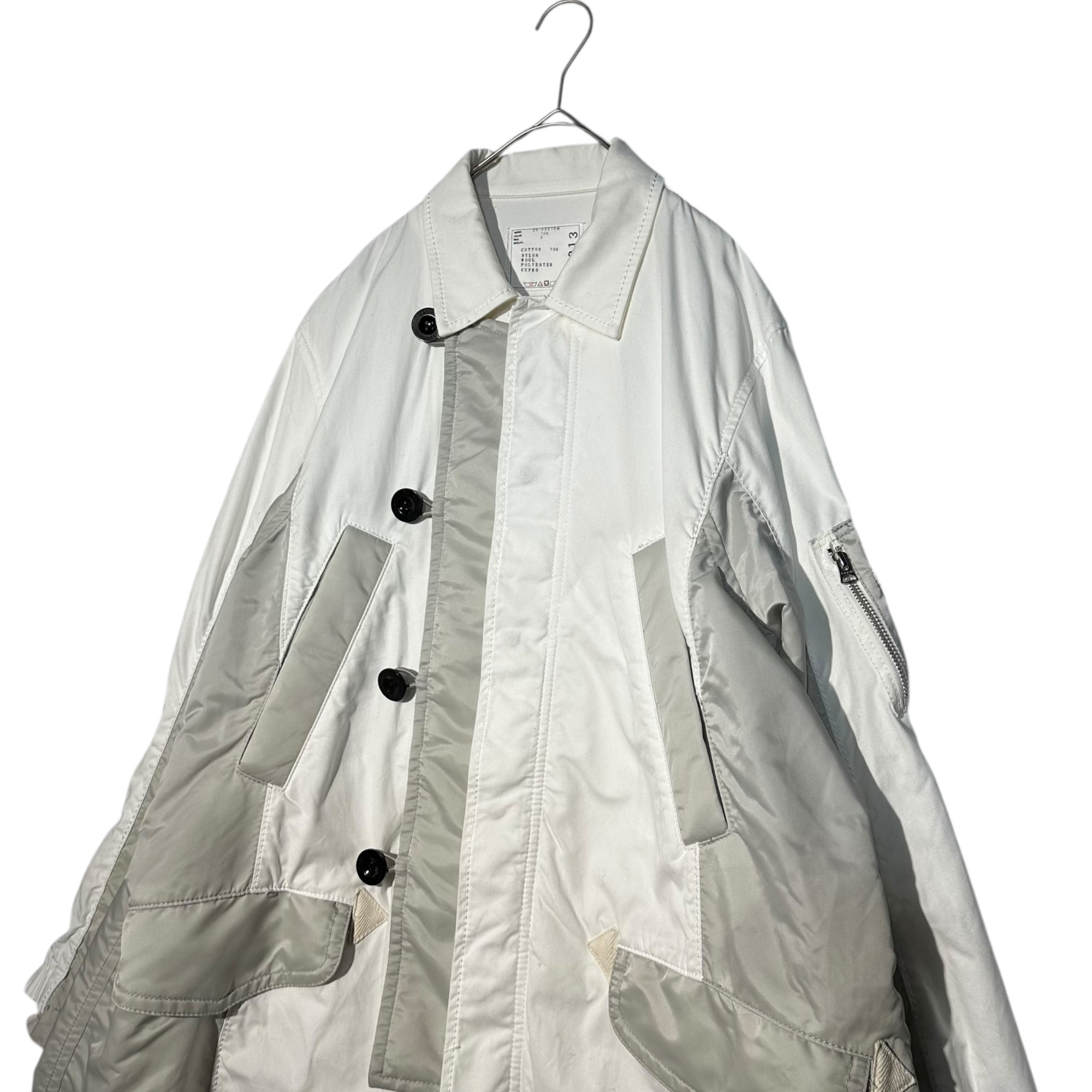 sacai(サカイ) 20AW Dockable Military Coat ドッキング ミリタリー コート 20-02213M 2(M程度) ホワイト×グレー