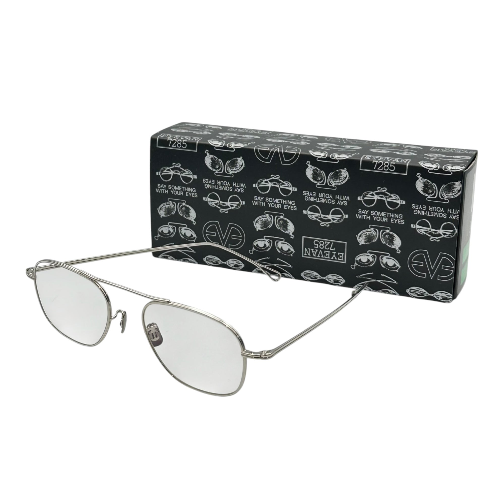 EYEVAN 7285(アイヴァン7285) 1005 Metal-Frame Square Panto Glasses メタル フレーム スクエア パント メガネ Mod.1005 52□19-148 シルバー(C.800) 眼鏡 サングラス T-bar