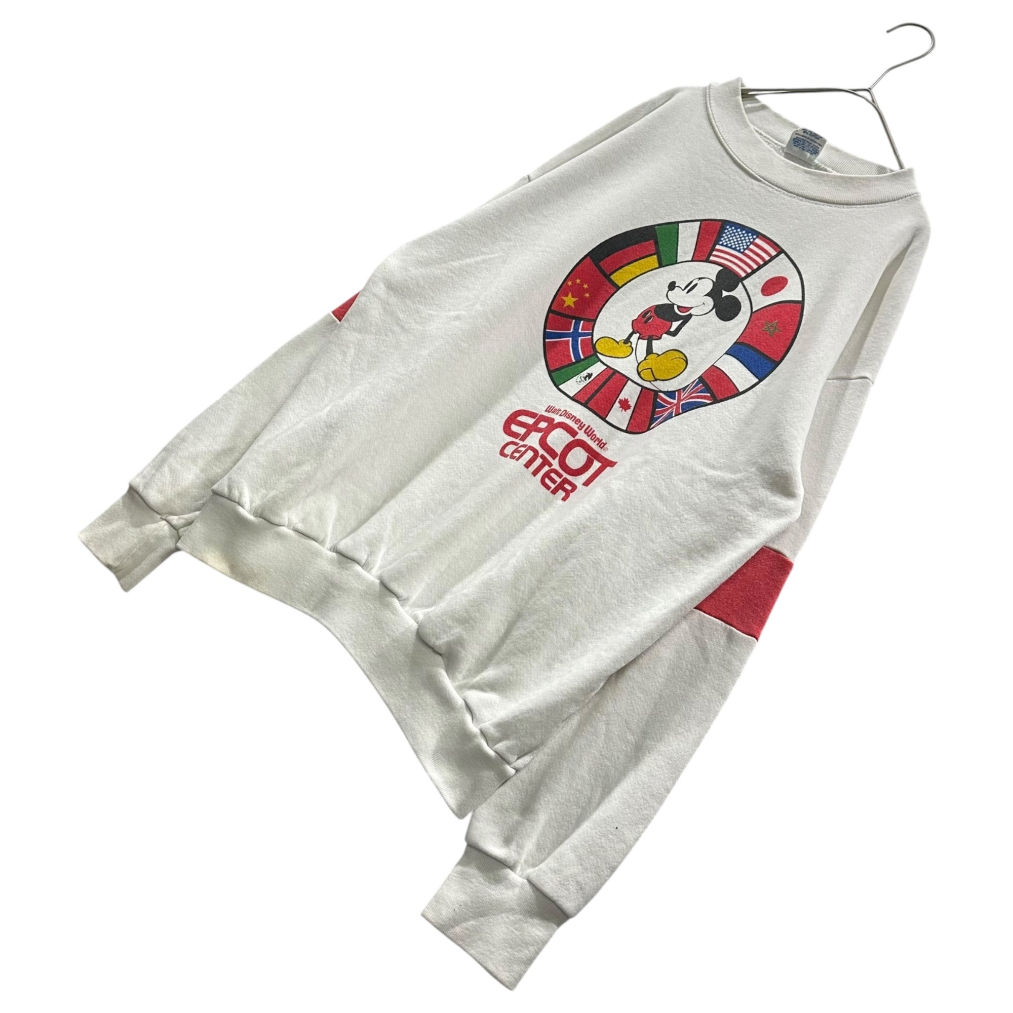 Disney(ディズニー) 1980's USA made Epcot Center Mickey Sweatshirt ミッキー スウェット XL ホワイト 80年代 ヴィンテージ