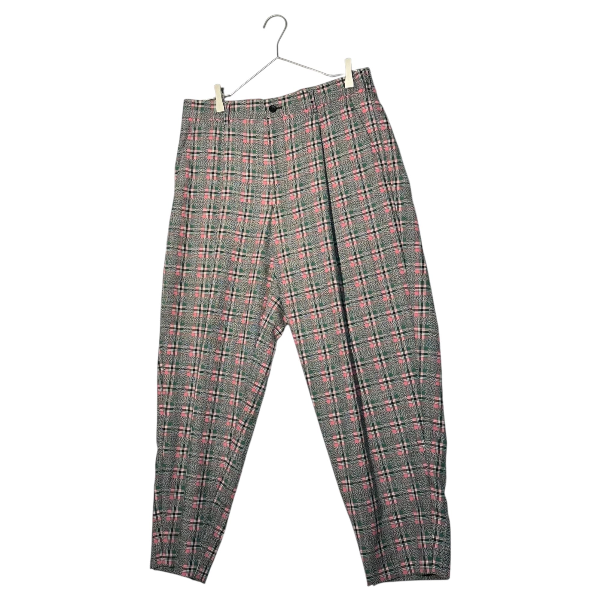 COMME des GARCONS HOMME PLUS(コムデギャルソンオムプリュス) 20AW Tartan Check Wide Slacks Pants タータン チェック ワイド スラックス パンツ PF-P042 M グレー×ピンク AD2020 SAMPLE品
