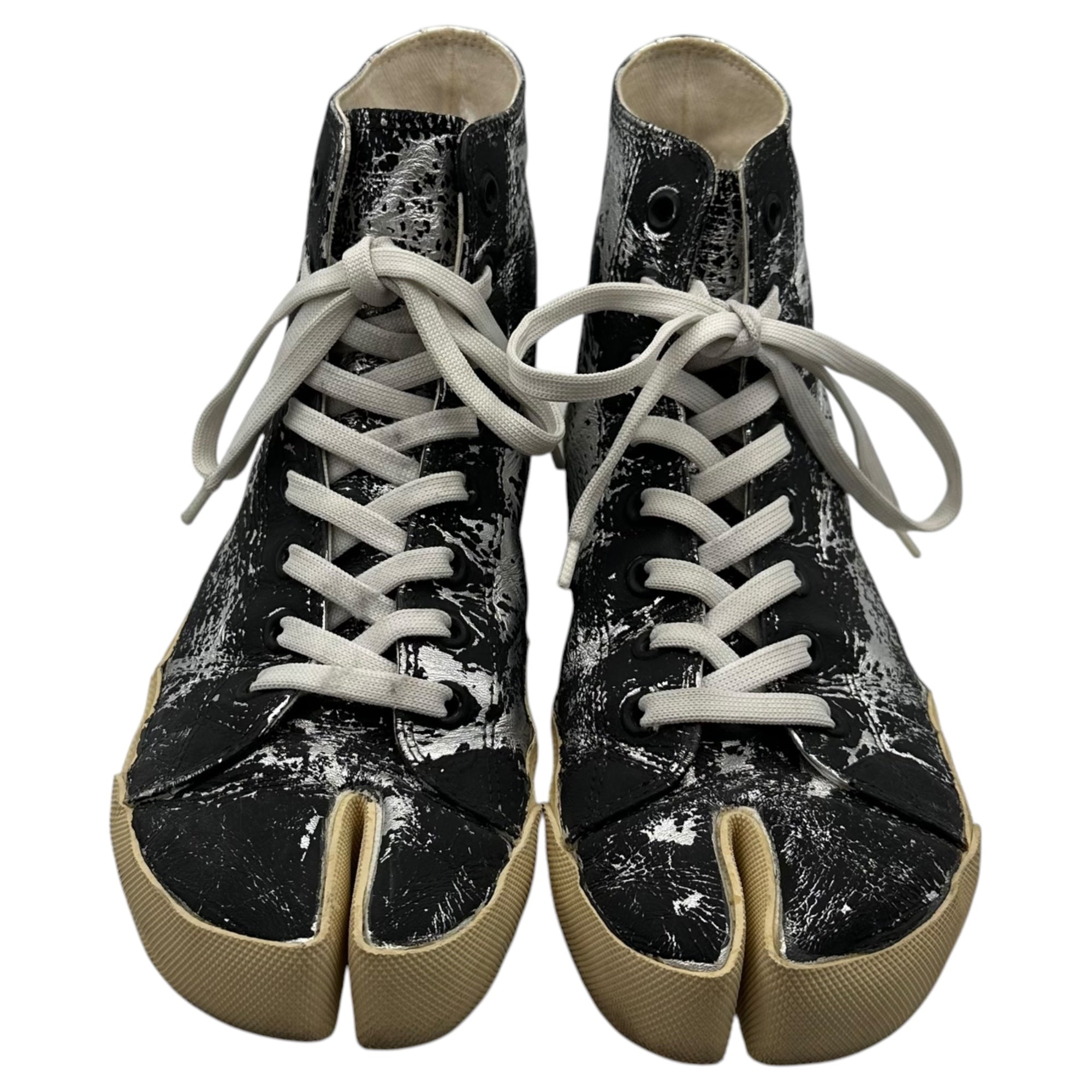 MAISON MARGIELA(メゾンマルジェラ) 19AW TABI CANVAS HI-TOP SNEAKER - Bianchetto 足袋 キャンバス ハイカット スニーカー ペンキ加工 41 シルバー
