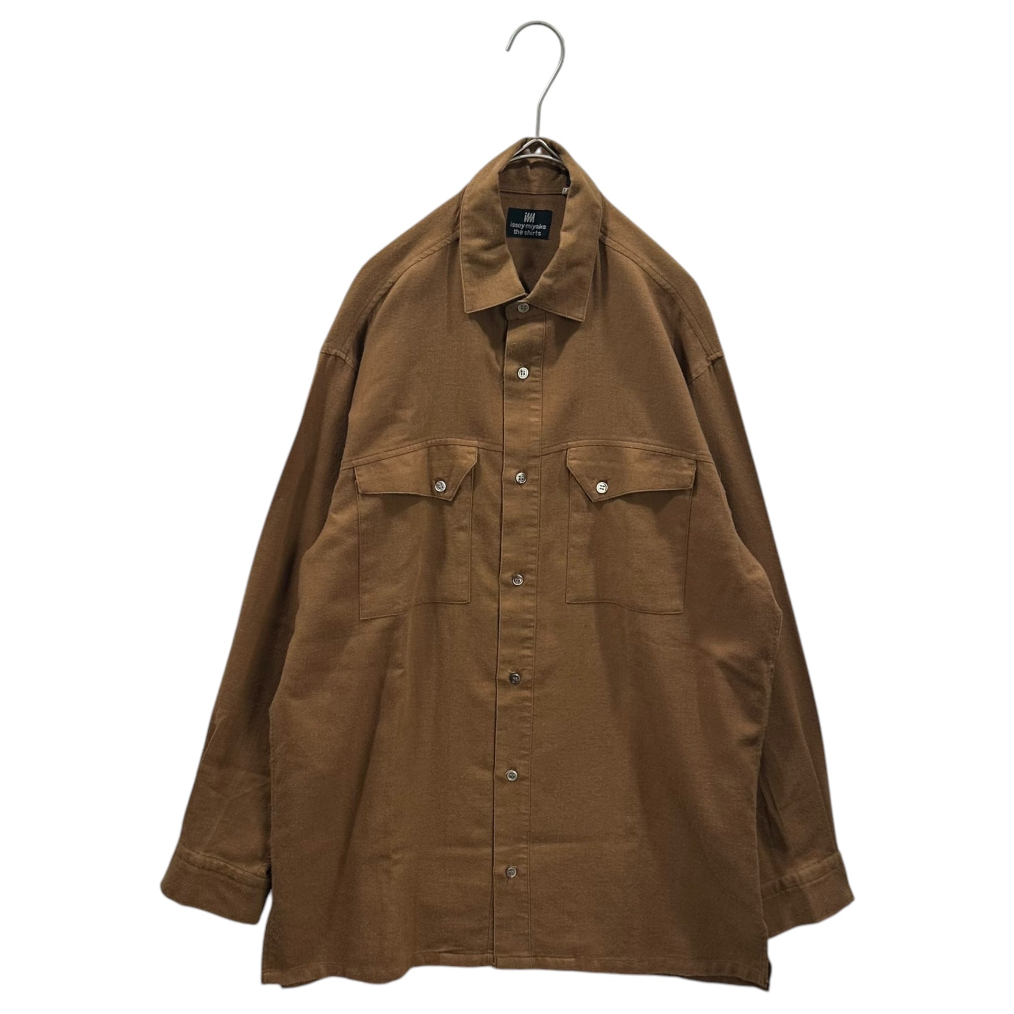 im ISSEY MIYAKE(イッセイミヤケ) 1990's " TESSUTO IN TALIA" Co/Wo L/S Shirt コットン ウール シャツ 166005-C S ブラウン 90年代 ハミルトン社