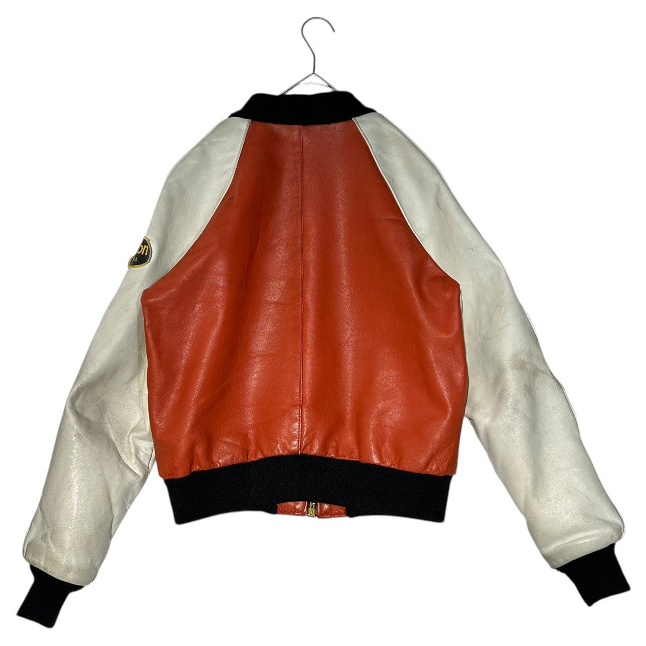 VANSON(バンソン) USA made Old Racing Leather Jacket オールド レーシング レザー ジャケット 38(M程度) レッド×ホワイト ブルゾン ワッペン CHAMPION Winston GTX