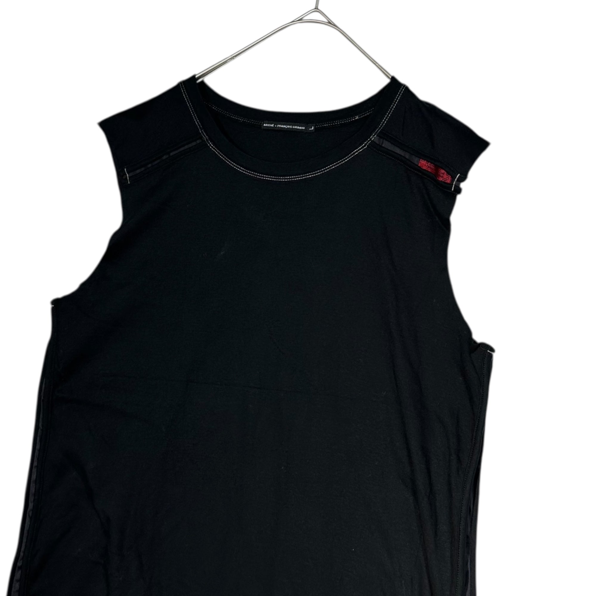 MARITHE FRANCOIS GIRBAUD(マリテフランソワジルボー) 00's Cutoff Side Seam Sleeveless T-Shirt カットオフ サイドシーム ノースリーブ Tシャツ M6-6596 L ブラック Y2K カットソー