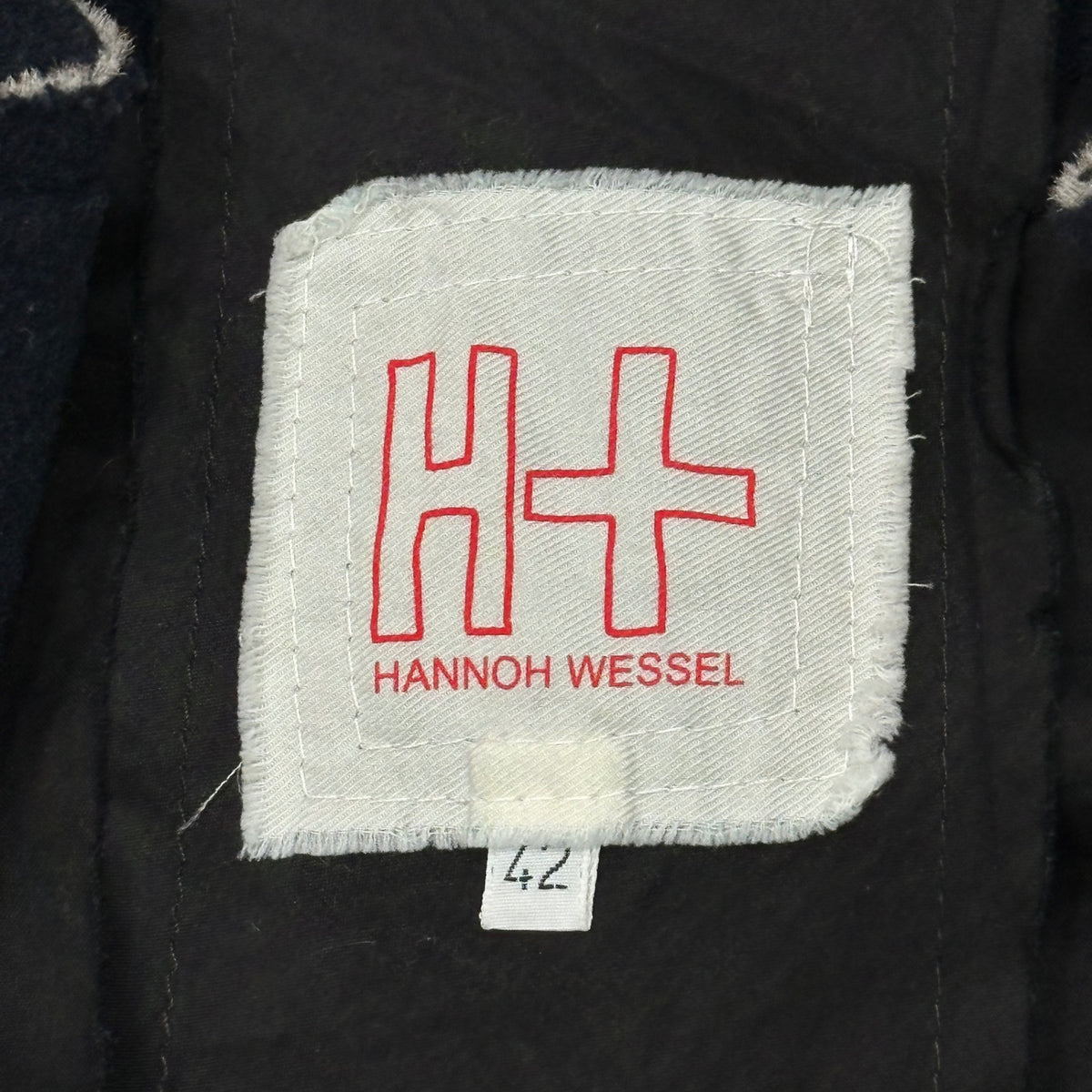 H+ HANNOH WESSEL(アッシュプリュスアノーヴェセル) Wo/ Co Collarless Layered Jacket ノーカラー コットン ウール レイヤード ジャケット 42 ネイビー