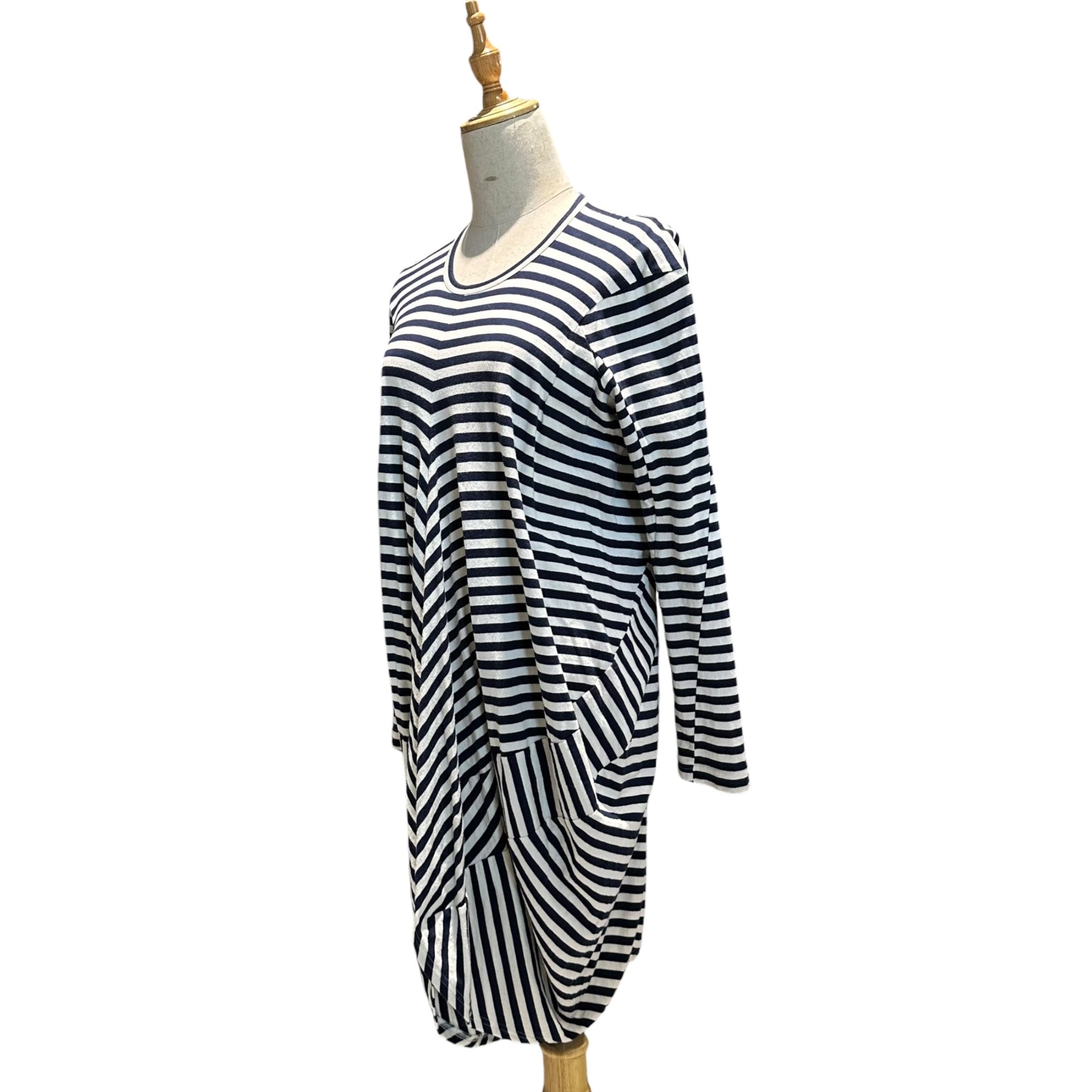 COMME des GARCONS JUNYA WATANABE(コムデギャルソンジュンヤワタナベ) 11SS  Deformed border cut and sew dress 変形 ボーダー カットソー ワンピース JG-T003 M ホワイト×ネイビー AD2010
