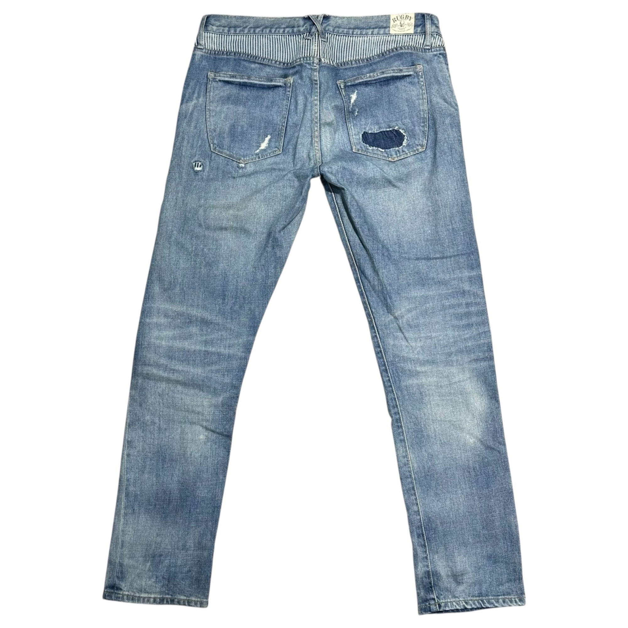 RALPH LAUREN RUGBY(ラルフローレンラグビー) Damage Repair Vintage-Washed Denim Pants ダメージ リペア ヴィンテージ加工 デニム パンツ W29 ライトインディゴ