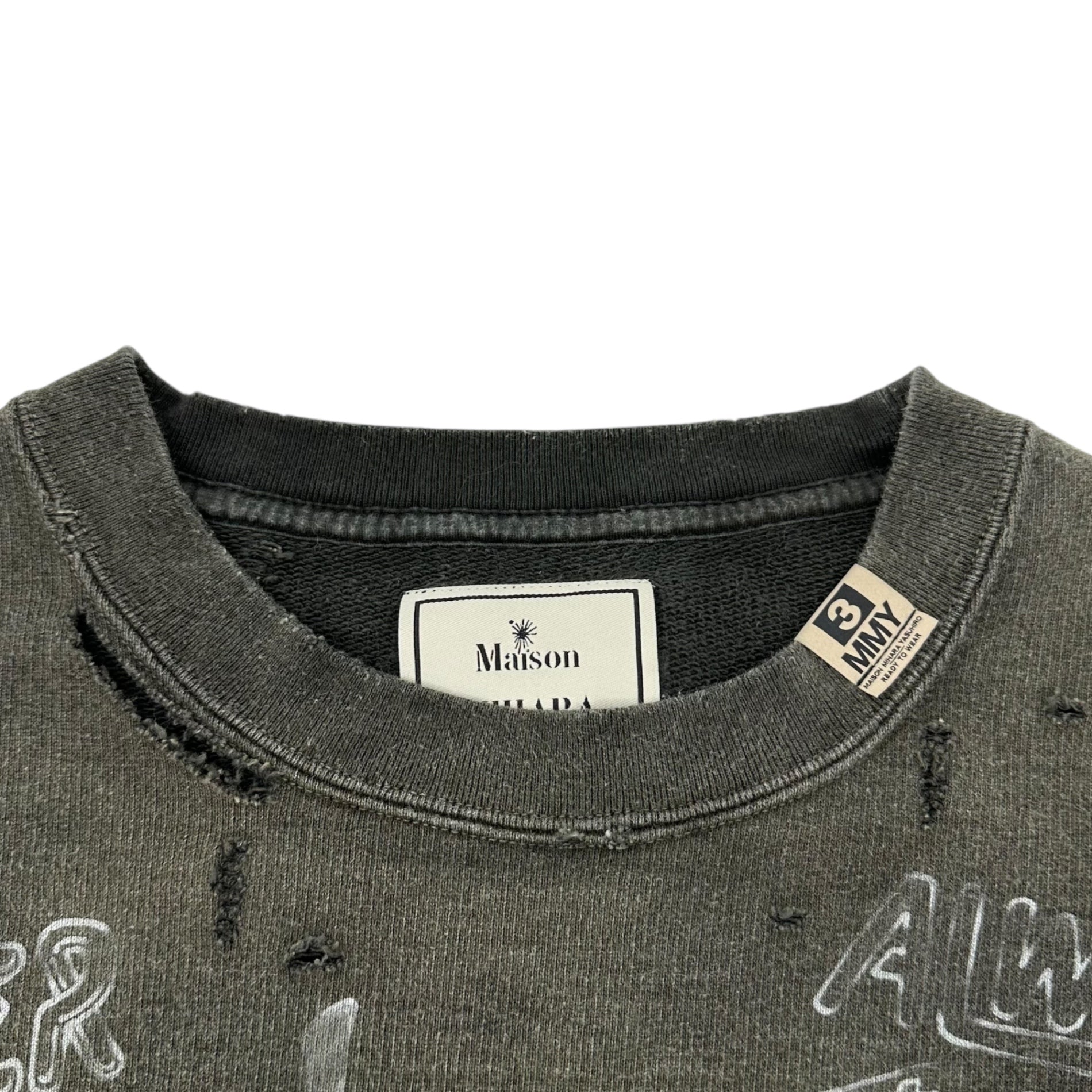 Maison MIHARA YASUHIRO(メゾンミハラヤスヒロ) 22AW Distressed pullover ダメージ加工 プルオーバー スウェット A09PO552 48(M) フェードブラック