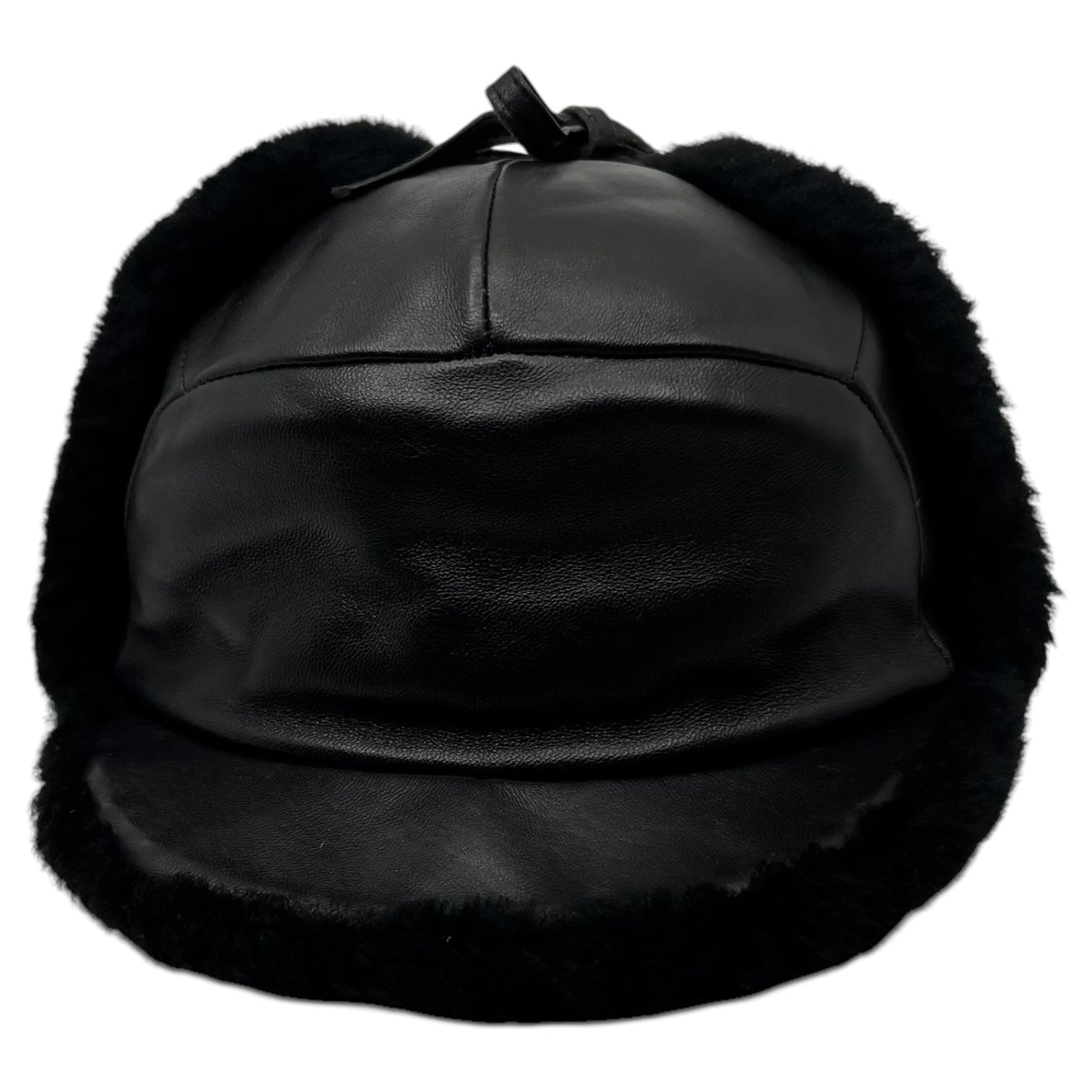 MISTRAL(ミストラル) Lamb shearling leather flight cap ラム ムートン レザー フライト キャップ 58 ブラック フランス製