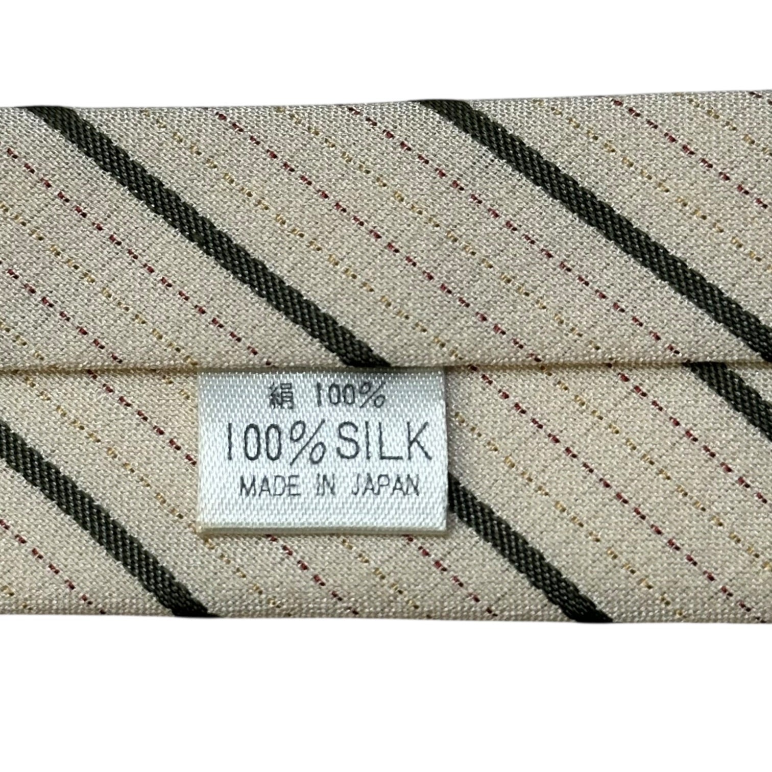 Jean Paul GAULTIER HOMME(ジャンポールゴルチエオム) 90's Vintage Asymmetrical Cut Tie 90年代 ヴィンテージ アシンメトリー カット ネクタイ アイボリー×グリーン×ブラウン タグ付きデッドストック アラ商事