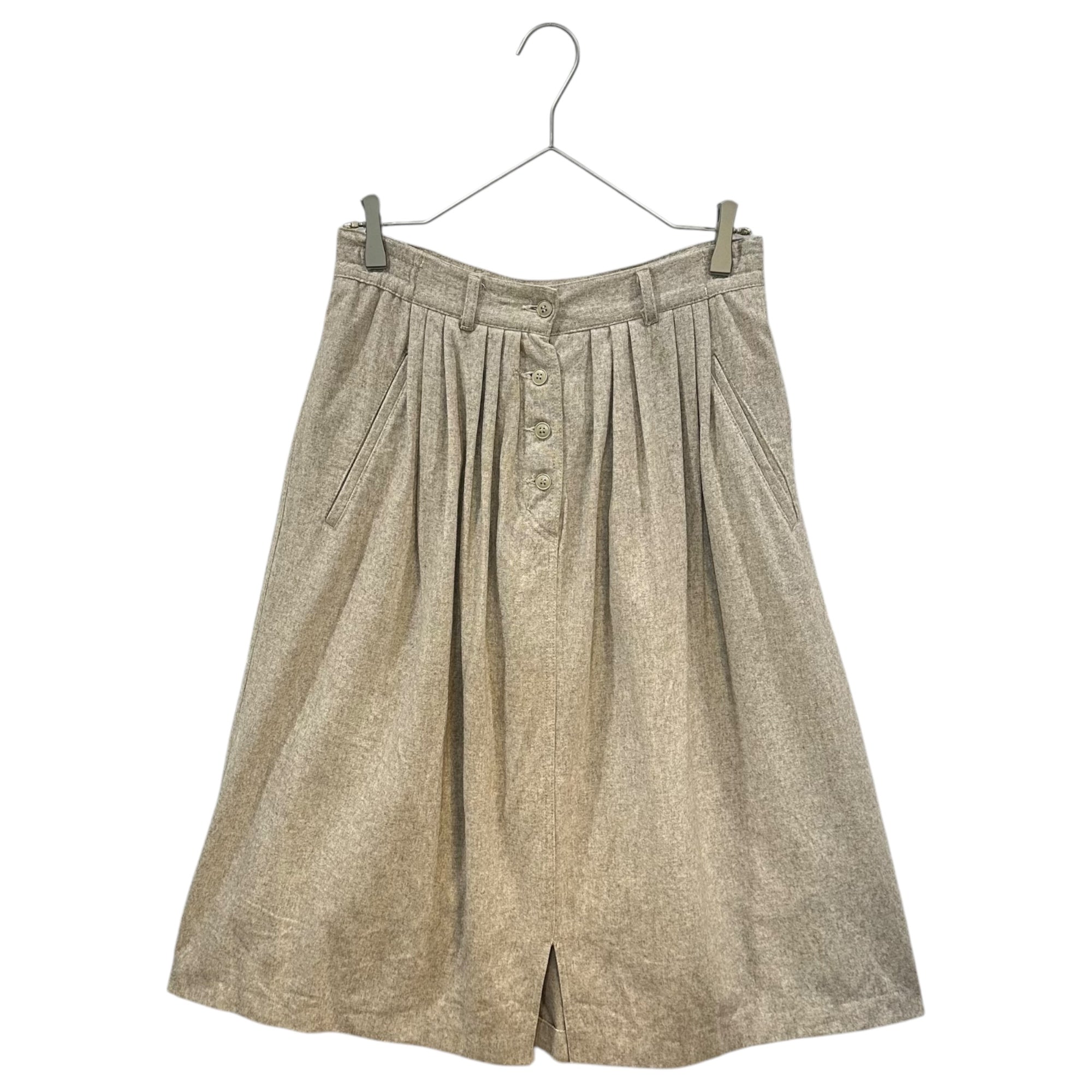 Euro vintage(ヨーロッパヴィンテージ) front button liner graybeige middle skirt フロントボタンデザインのライナー付きミドル丈スカート 表記無し(M程度) グレージュ