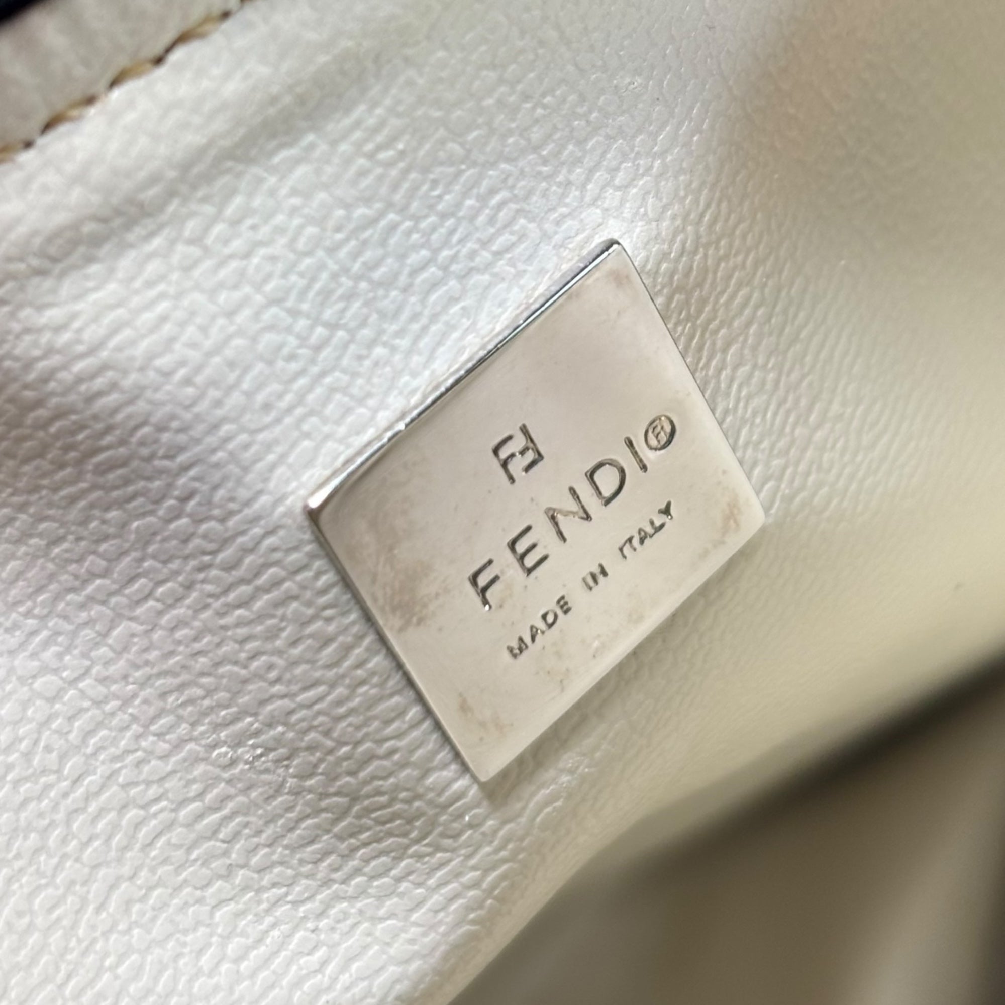 FENDI(フェンディ) Zucchino Accessory Pouch ズッキーノ柄 アクセサリー ポーチ 001・26810・098 ネイビー×グレー ヴィンテージ OLD ミニ ハンド バッグ
