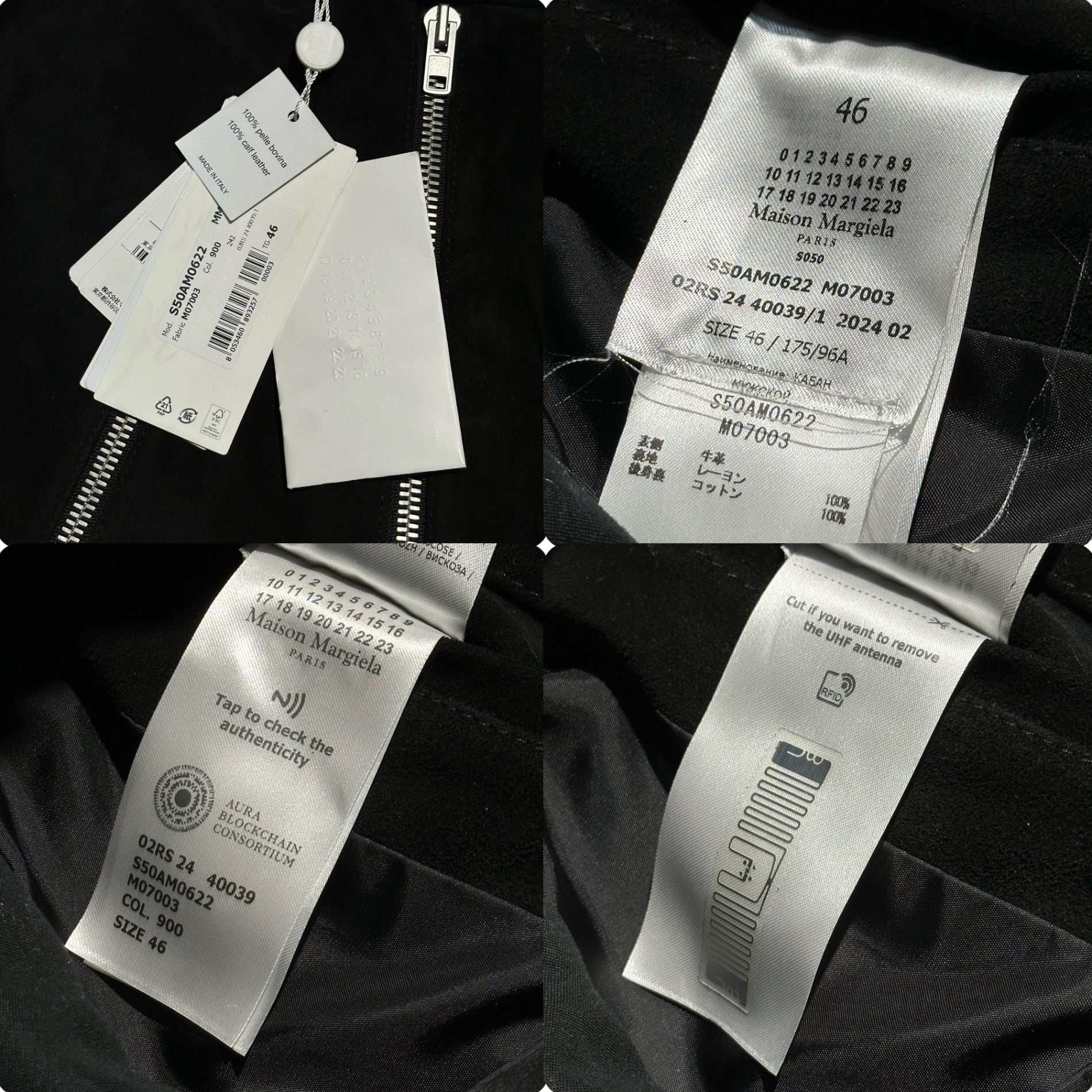 MAISON MARGIELA(メゾンマルジェラ) 24AW 5ZIP LEATHER JACKET - Black Suede 5ジップ レザー ジャケット スウェード S50AM0622 46(S程度) ブラック 八の字 ライダース