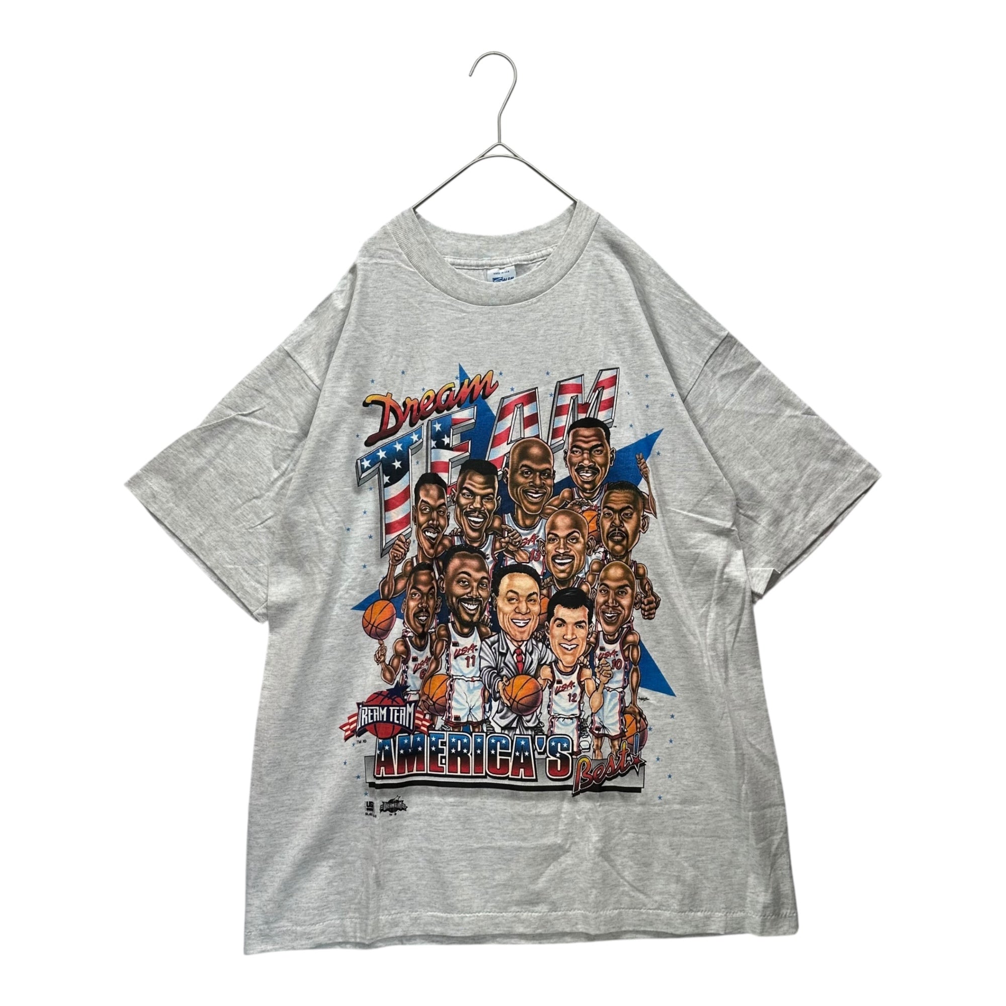 VINTAGE(ヴィンテージ) 90's Dream Team USA Best T-Shirt 90年代 ドリームチーム アメリカ ベスト Tシャツ L ライトグレー×マルチカラー