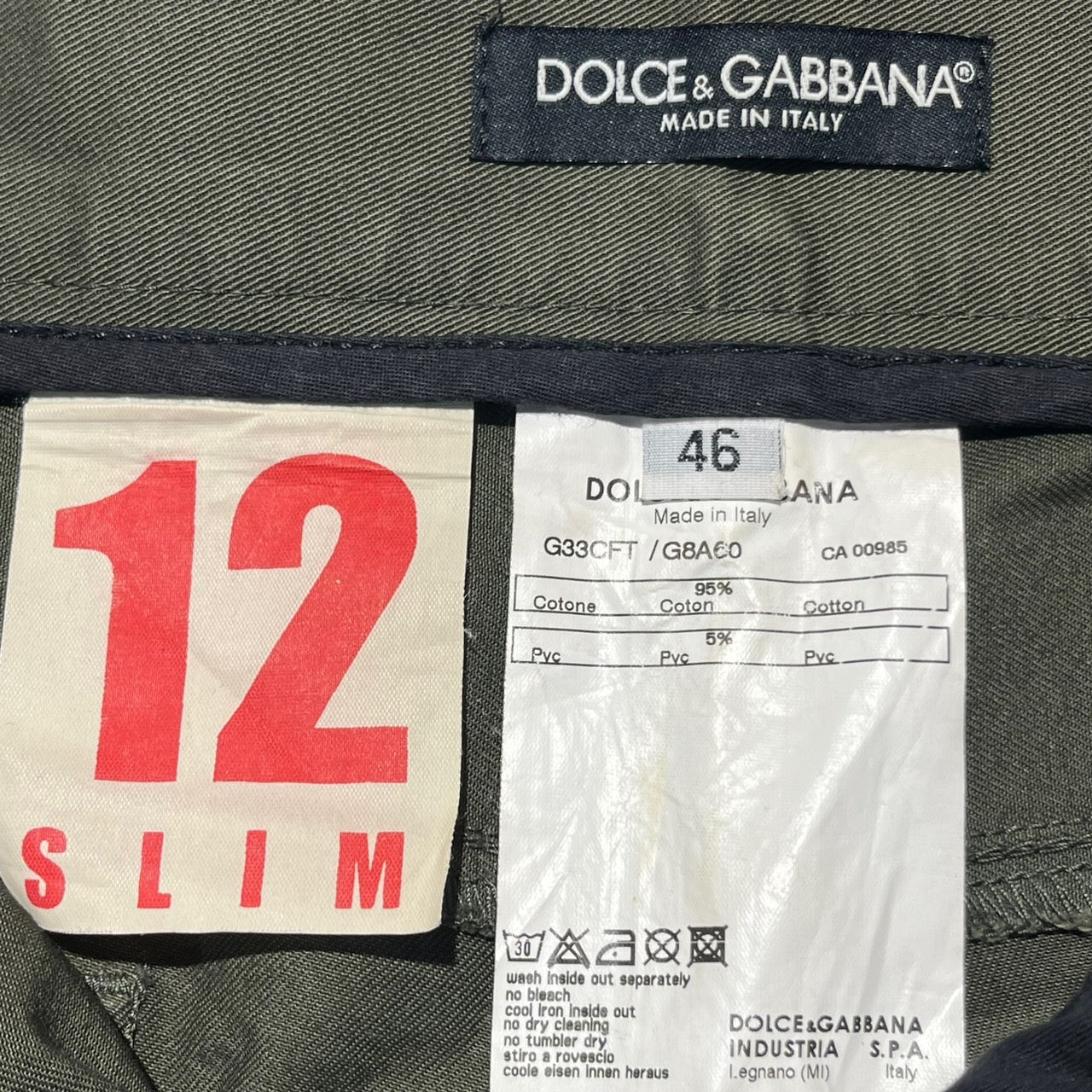Dolce & Gabbana(ドルチェ＆ガッバーナ) 90'sラインテープ加工パンツ 46 カーキ