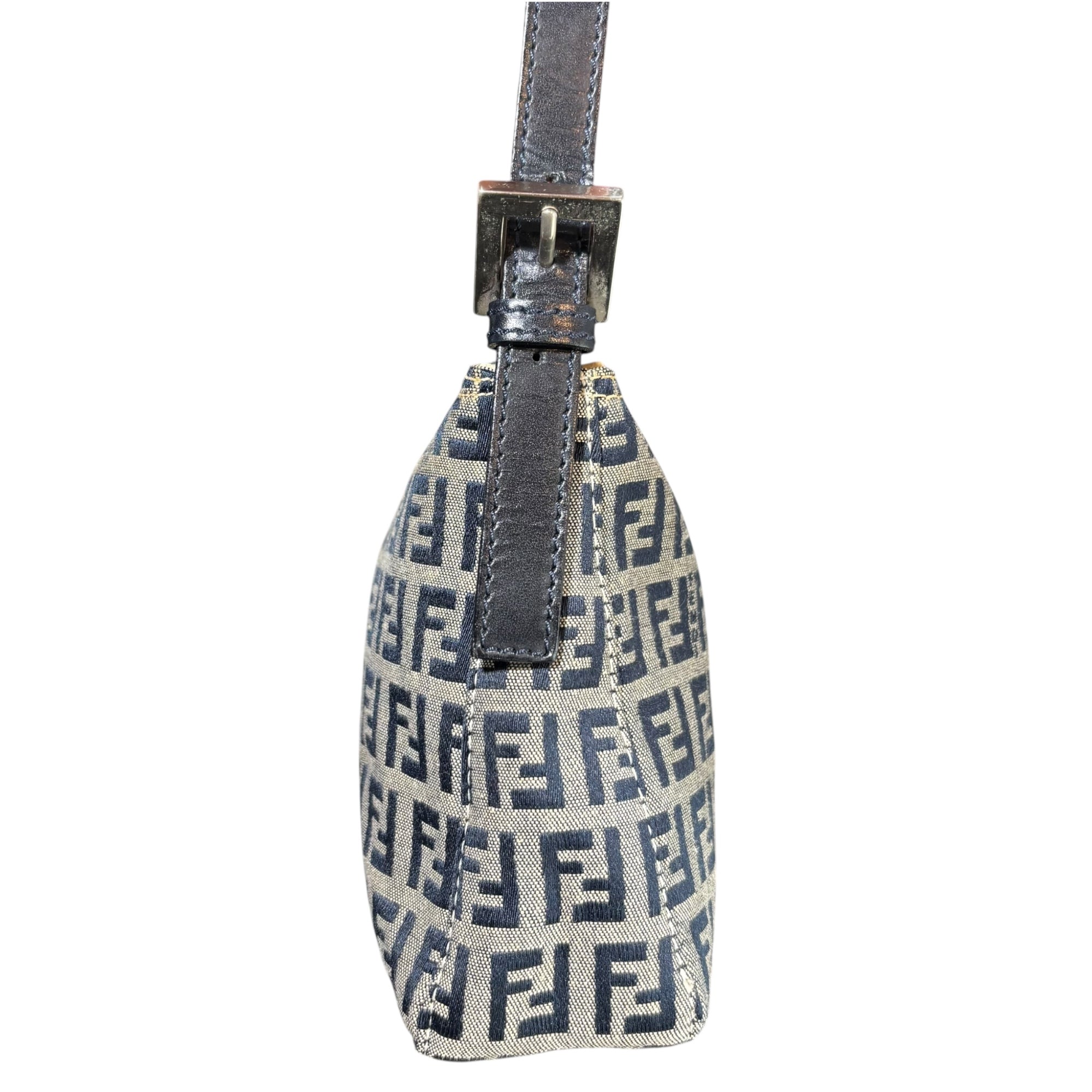 FENDI(フェンディ) Zucchino Accessory Pouch ズッキーノ柄 アクセサリー ポーチ 001・26810・098 ネイビー×グレー ヴィンテージ OLD ミニ ハンド バッグ