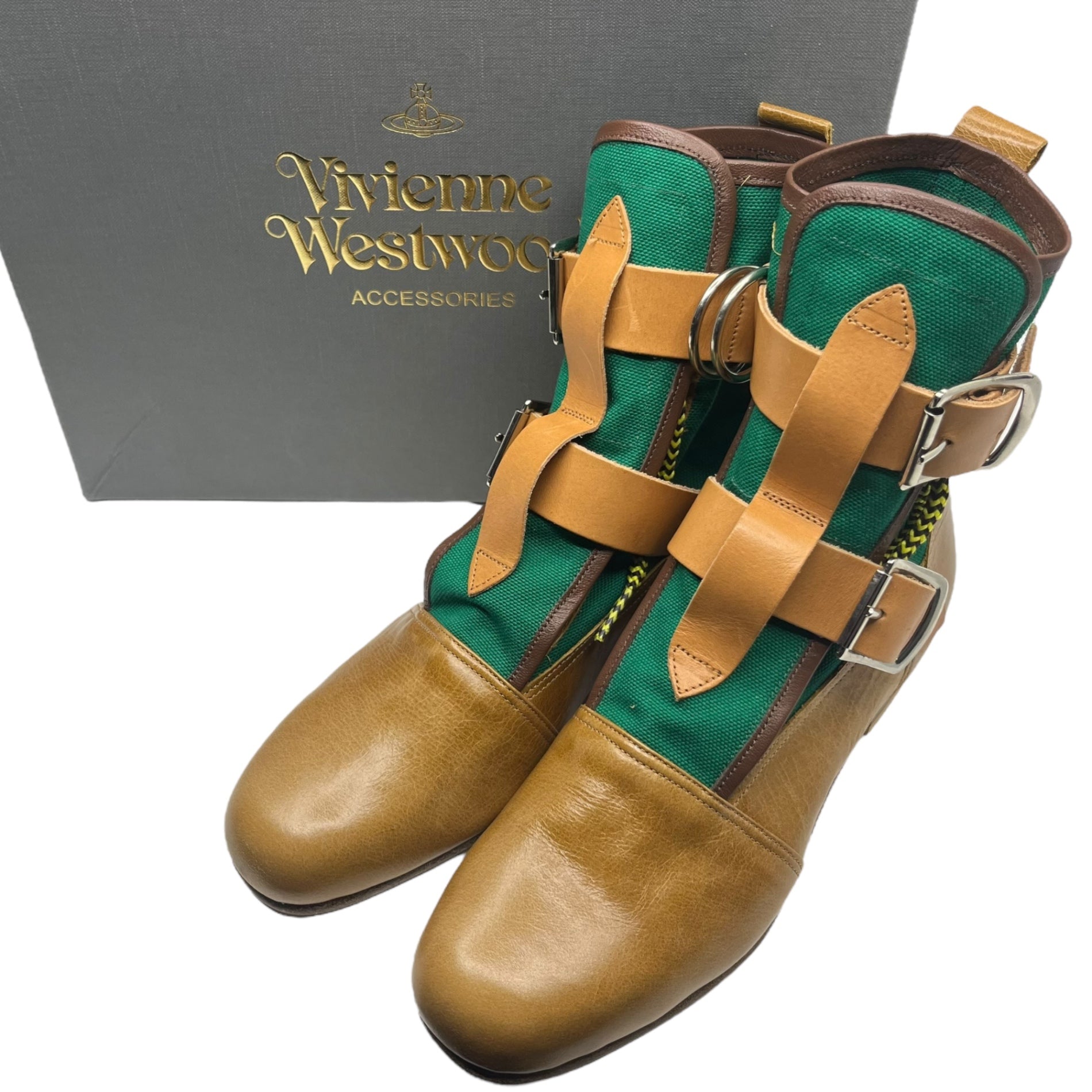 Vivienne Westwood(ヴィヴィアンウエストウッド) seditionaries boots セディショナリーズ ブーツ 4(23.5cm) ブラウン×グリーン 箱付