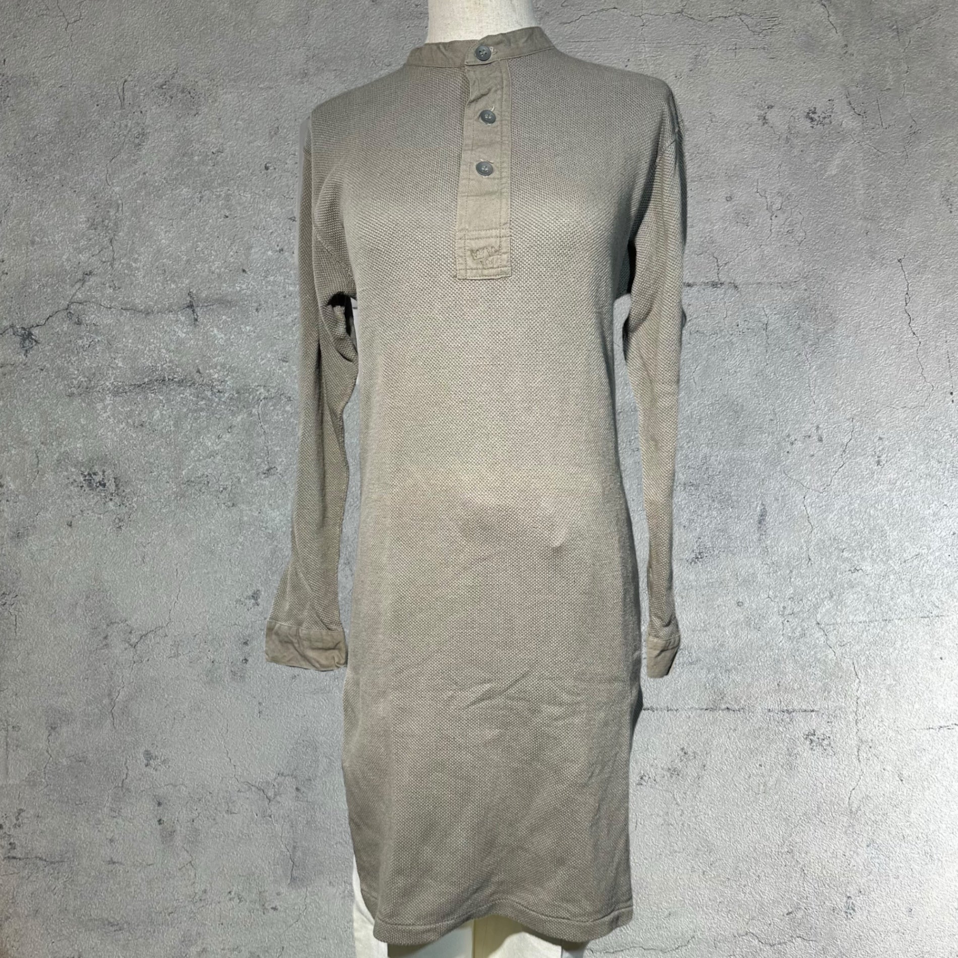 vintage(ヴィンテージ) Swedish Army Waffle Thermal Long Shirt スウェーデン軍 ワッフル サーマル ロングシャツ グレー