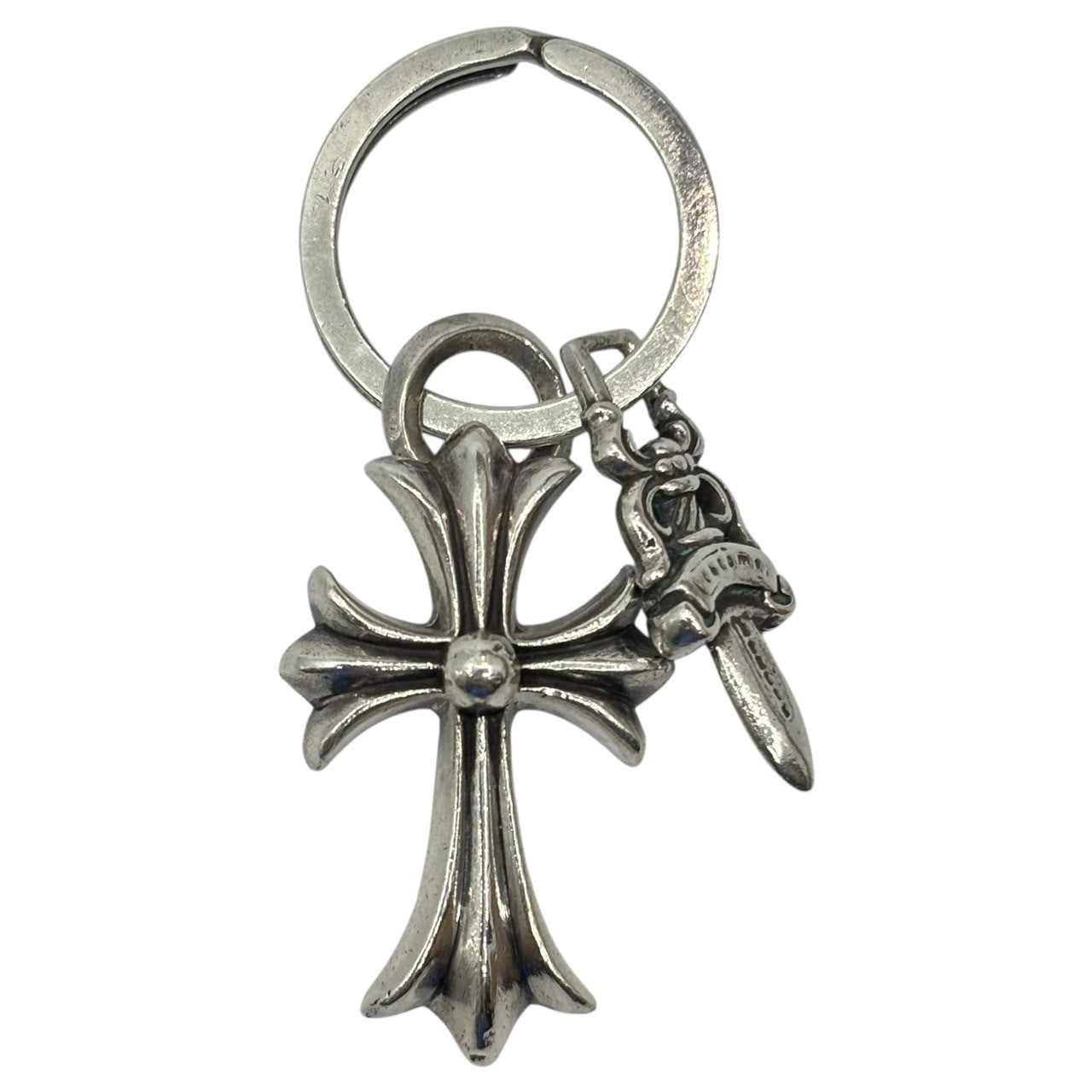 CHROME HEARTS(クロムハーツ) SMALL CH CROSS KEYRING with No5 DGGR スモール CH クロス キーリング ＆ ダガー シルバー チャーム ネックレス トップ 925 インボイス原本付