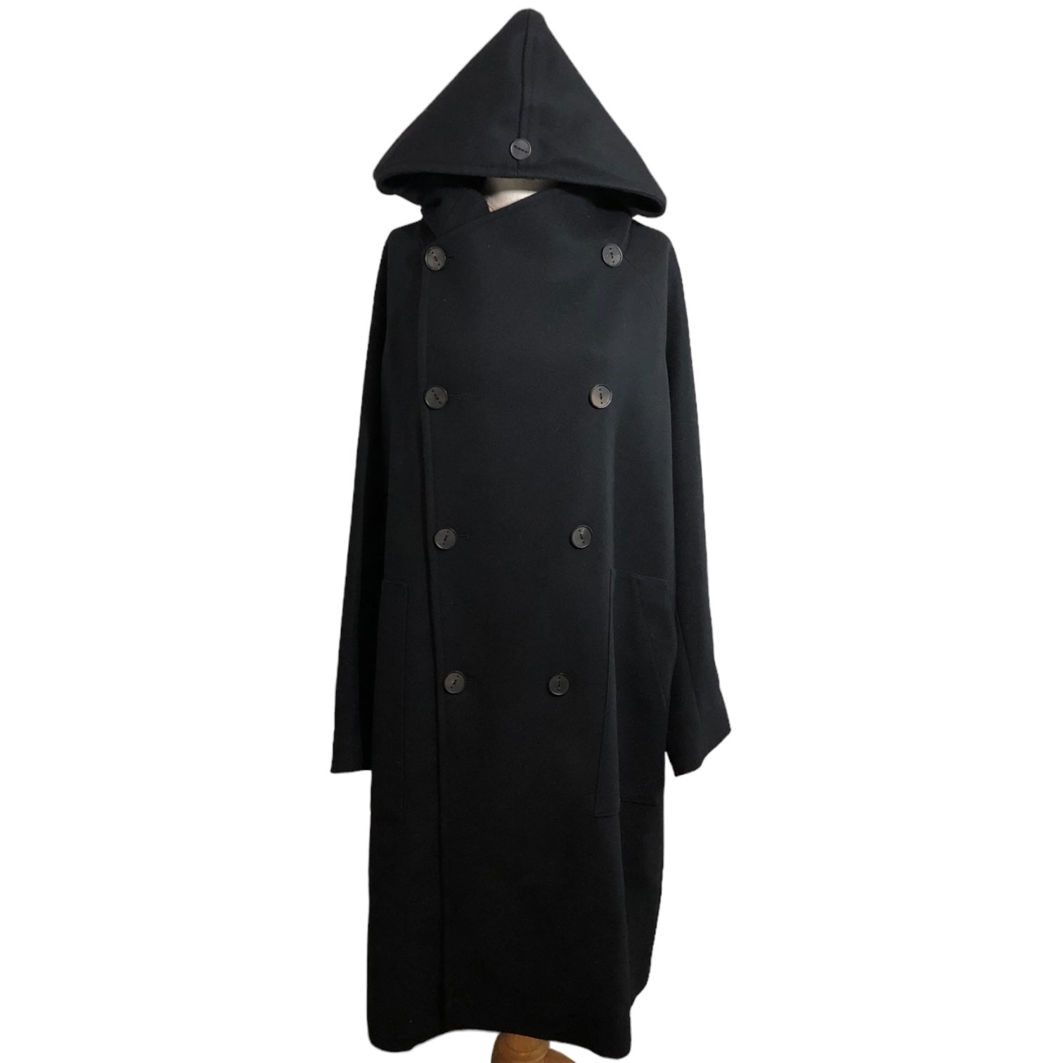 hevo(イーヴォ) Raglan hooded oversized coat ラグランフーデッドオーバーサイズコート 92057SALV719 48(L程度) ブラック イタリア製 参考定価107,800円