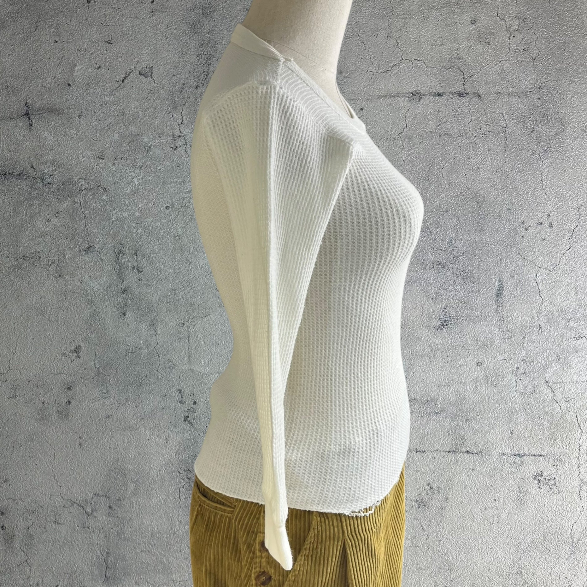 VINTAGE(ヴィンテージ) 90’ US vintage thermal cut and sew サーマルカットソー S~M程度/前身頃に若干のシミ有 ホワイト