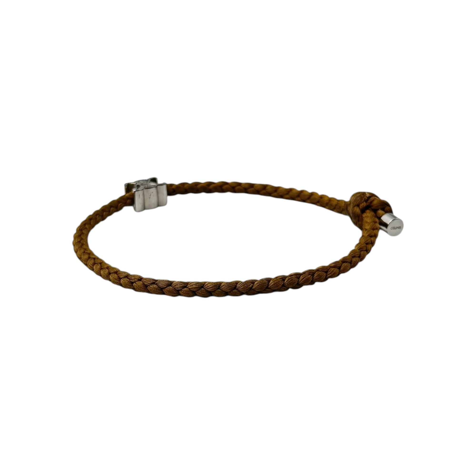 CELINE(セリーヌ) 2023SS TORIMPHE BEACH BRACELET トリオンフ ビーチ ブレスレット 4672362 ブラウン×シルバー シルク