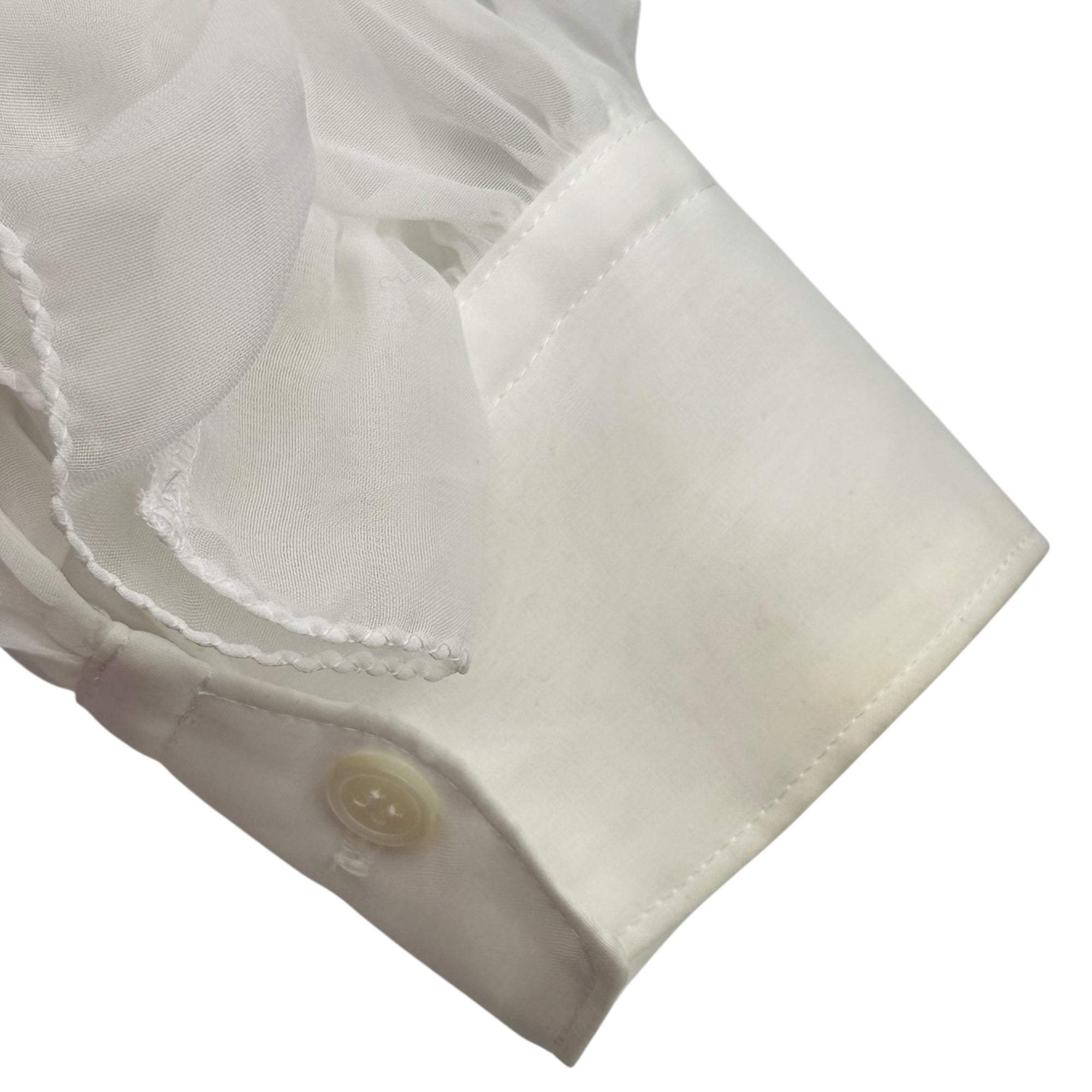 COMME des GARCONS COMME des GARCONS(コムデギャルソンコムデギャルソン) 2026SS Ruffle Sleeve Polyester Blouse フリル スリーブ ポリエステル ブラウス RQ-B009 XS ホワイト AD2025 2026SS コレクションLOOK使用別色