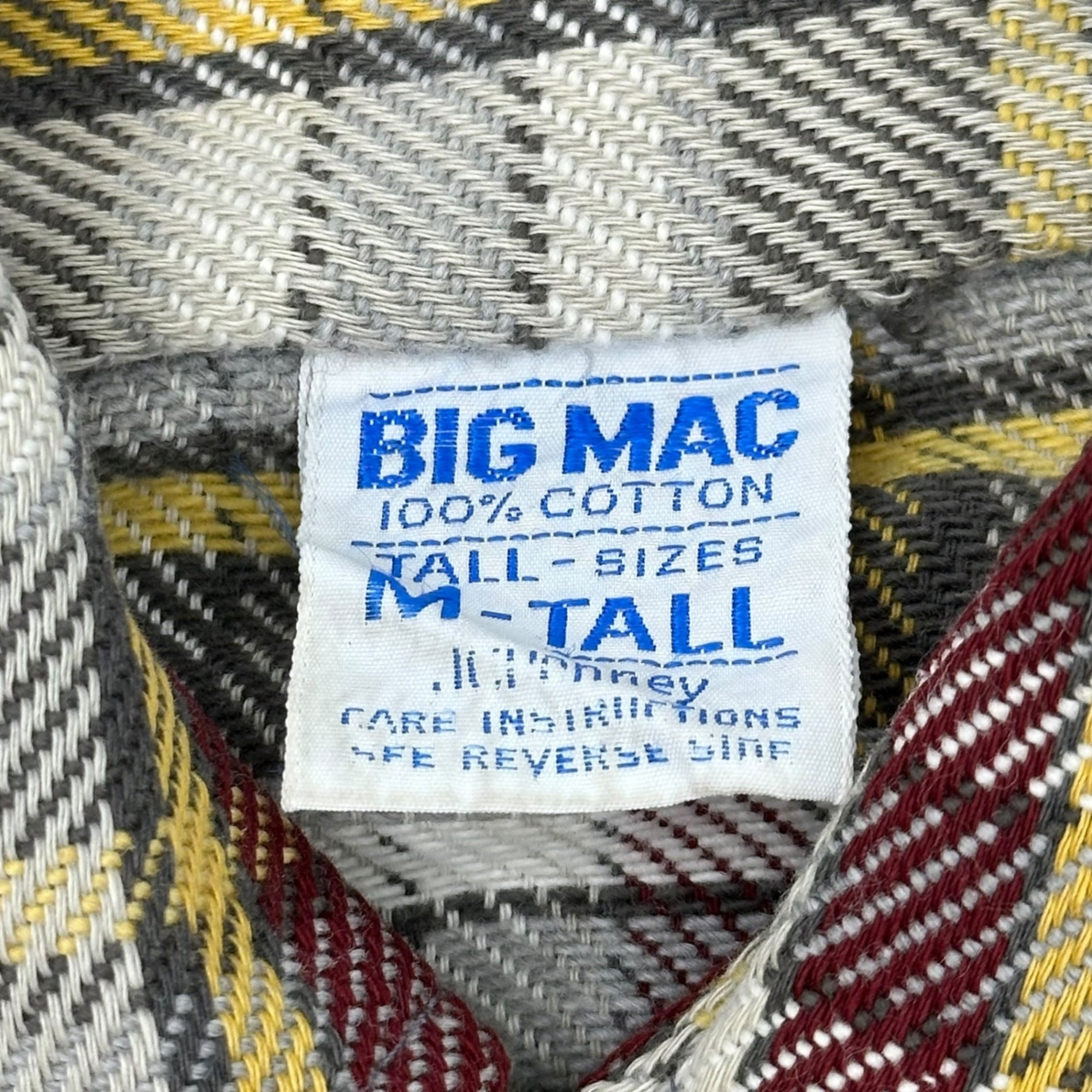 BIG MAC(ビッグマック) 70's FLANNEL CHECK SHIRT フランネル チェック シャツ M-TALL グレー×レッド 70年代 ヴィンテージ
