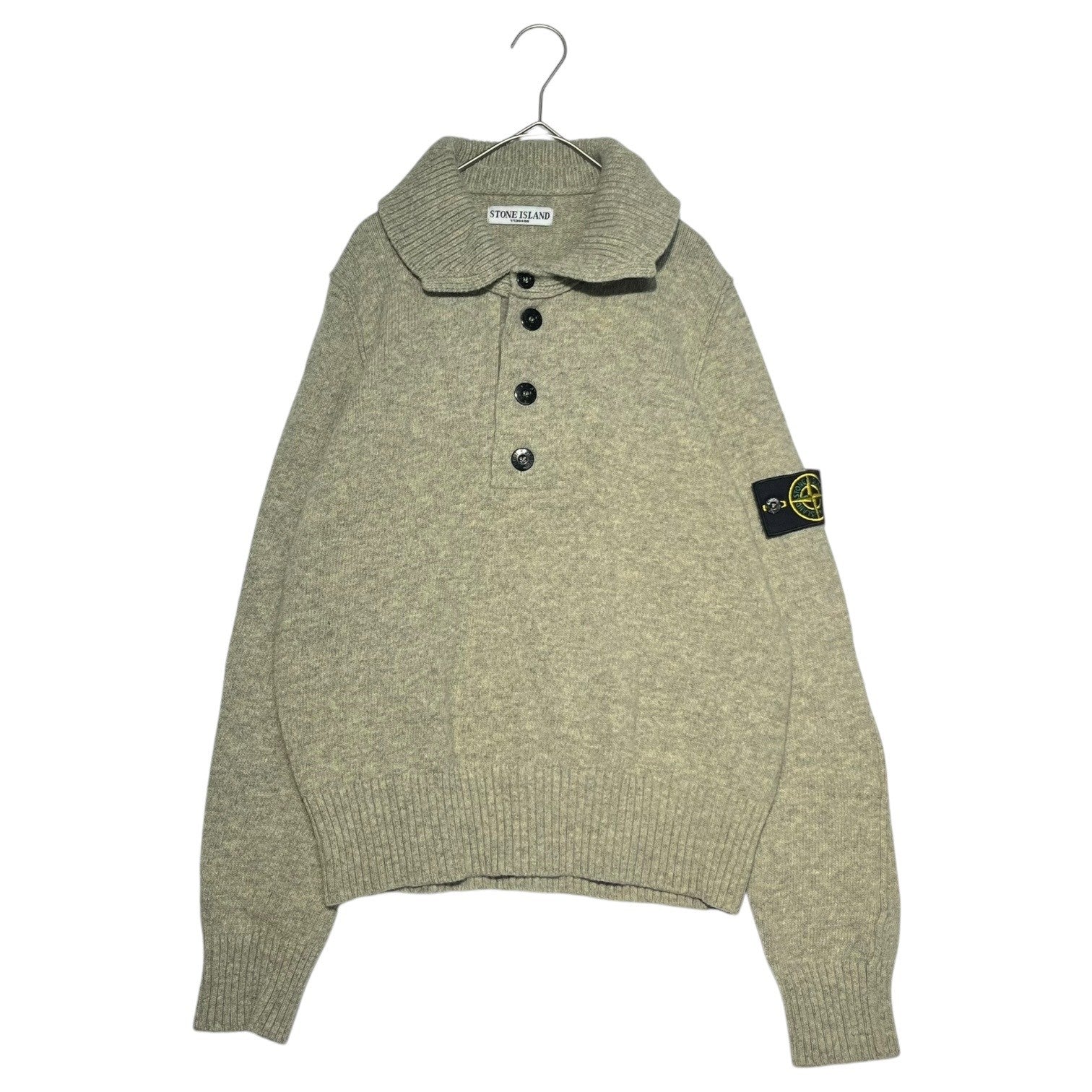 STONE ISLAND(ストーンアイランド) 07AW 2WAY high neck knit polo shirt ハイネック ニット ポロシャツ 47155BA3 S グレー プルオーバー 00s