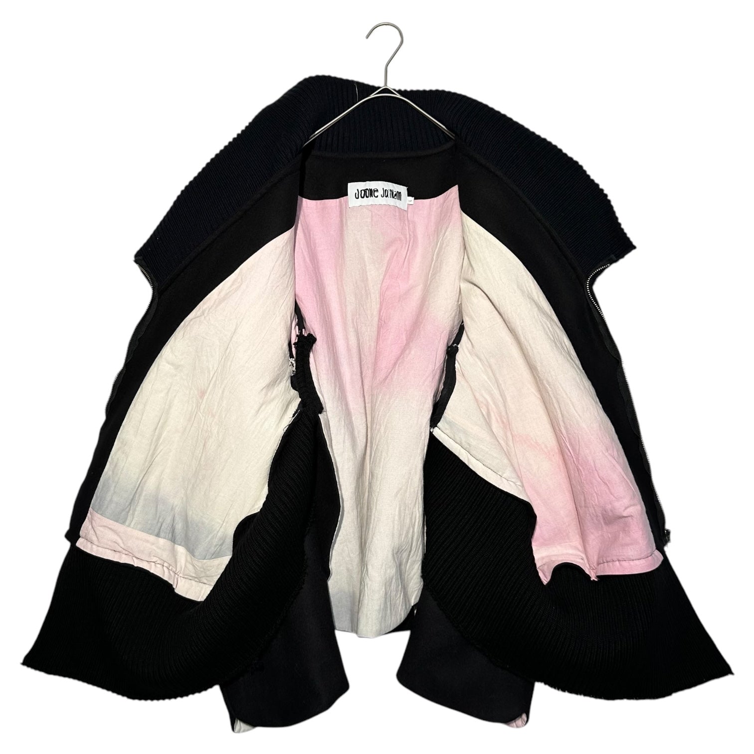 JOONE JOONAM(ジュネジュナム) 24AW big collar deformed bomber jacket ビッグ カラー 変形 ボンバー ジャケット L ブラック×ネイビー アムステルダム発気鋭ブランド NUBIAN取扱 ウール