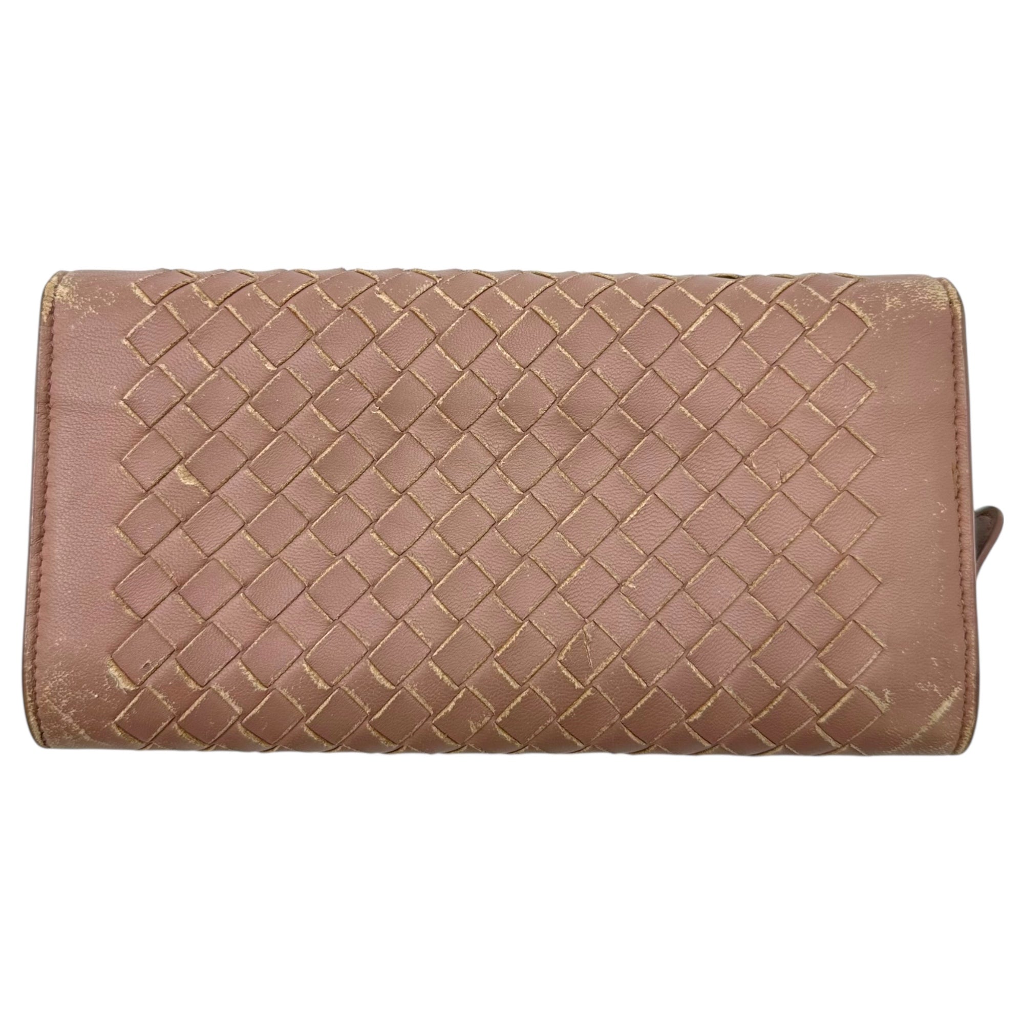 BOTTEGA VENETA(ボッテガヴェネタ) Intrecciato Ribbon-Decorated Long Wallet イントレチャート リボン装飾 長財布 S01963582N ピンクベージュ