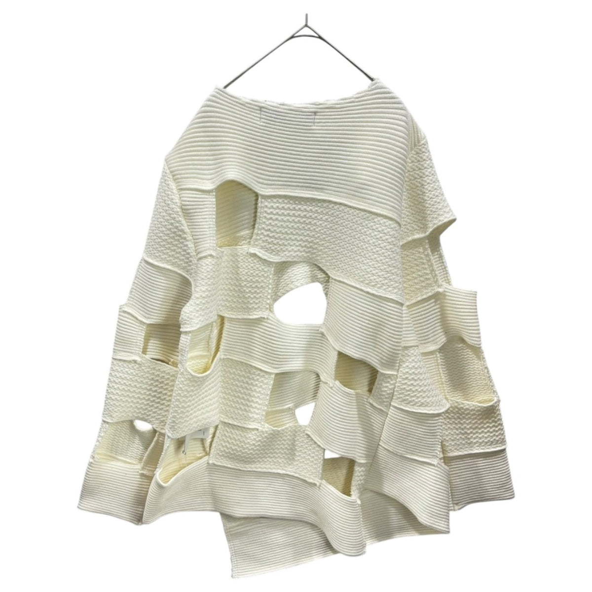 COMME des GARCONS HOMME PLUS(コムデギャルソンオムプリュス) 2026SS Cut-Out Knit Pullover カットアウト ニット プルオーバー PQ-N002 M オフホワイト AD2025