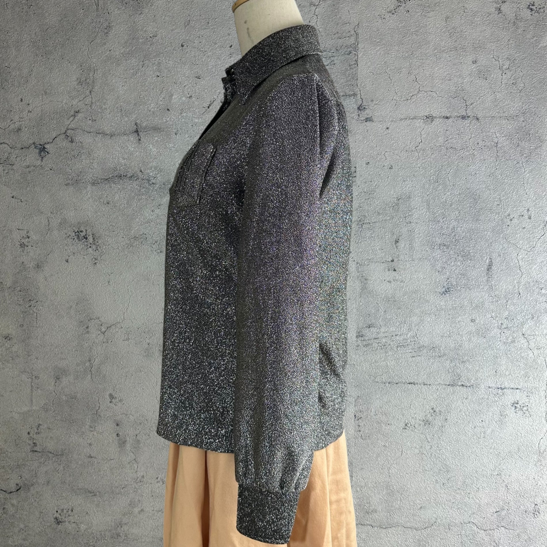 Euro vintage(ヨーロッパヴィンテージ) France 70's metallic dance shirt メタリックなダンスシャツ 40(L程度) シルバー