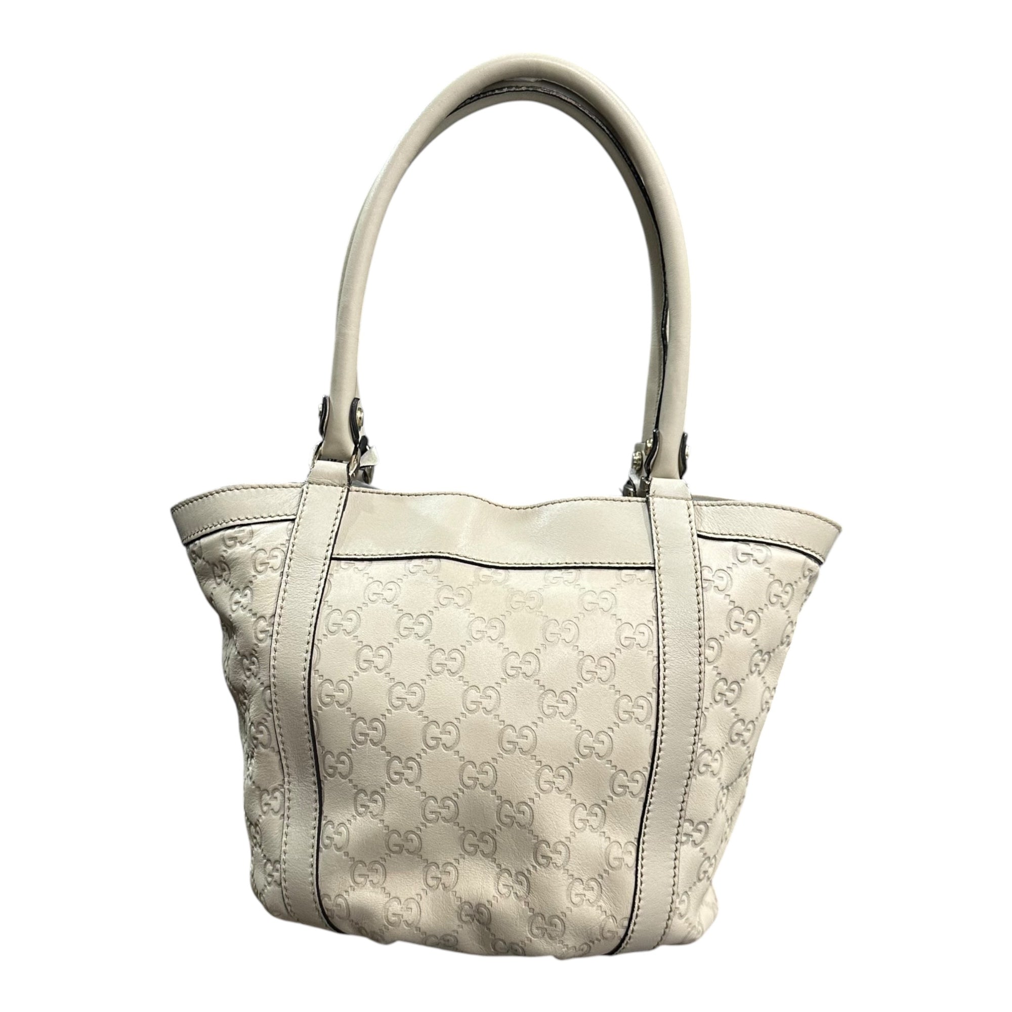 GUCCI(グッチ) Guccissima Abbey Tote グッチシマ アビー レザー トート バッグ 211983 ホワイト ハンド