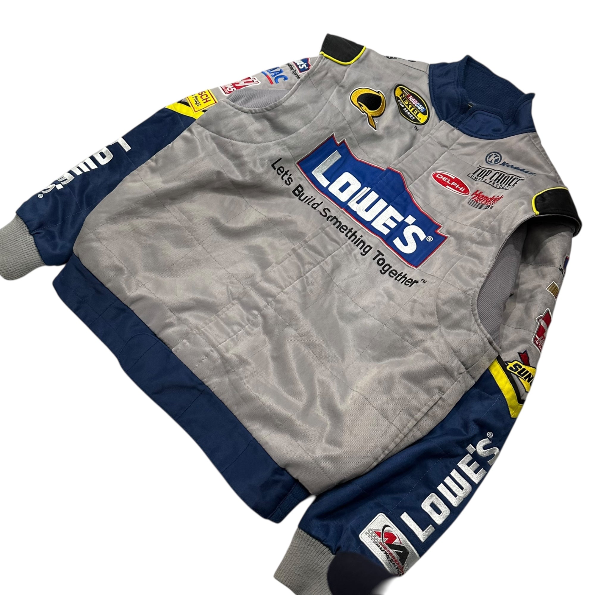 VINTAGE(ヴィンテージ) 90's Patch Racing Jacket 90年代ワッペン レーシング ジャケット M グレー×ブルー CHASE
