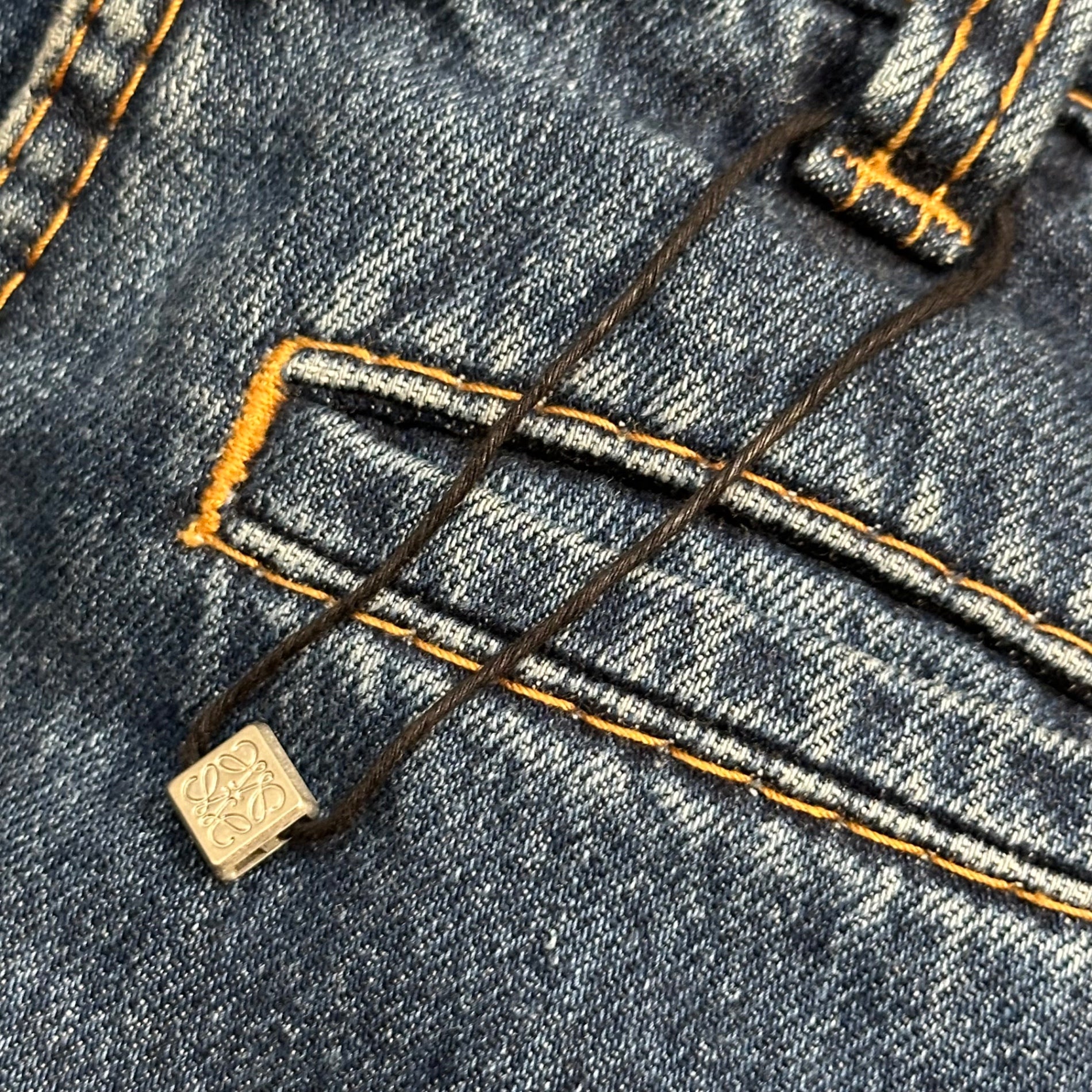 LOEWE(ロエベ) Fisherman Cotton Denim Straight Pants フィッシャーマン コットン デニム ストレート パンツ 28003861 40 インディゴ×ホワイト