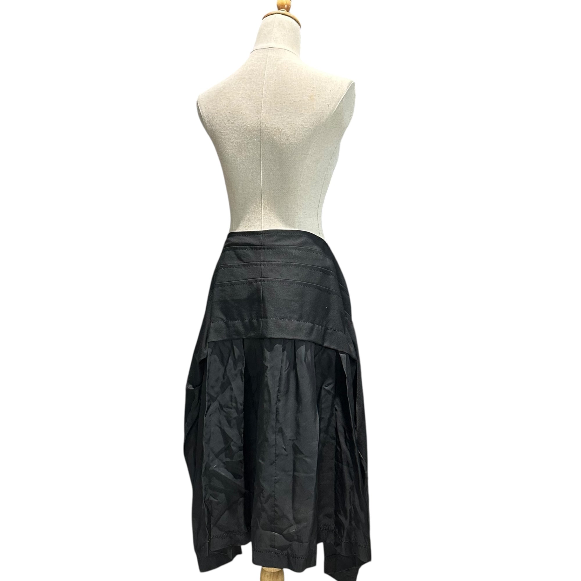 tricot COMME des GARCONS(トリココムデギャルソン) 12SS Back Panel Contrast Material Pleated Belt Skirt 背面 異素材 切替 プリーツ ベルトスカート TI-S002 M ブラック AD2011