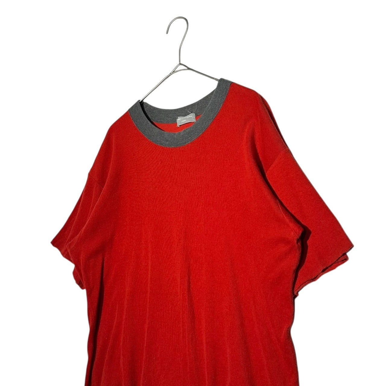 COMME des GARCONS HOMME(コムデギャルソンオム) 90's Ringer Neck Short Sleeve T-Shirt リンガーネック 半袖 Tシャツ FREE レッド×グレー 田中オム 田中啓一氏デザイン期