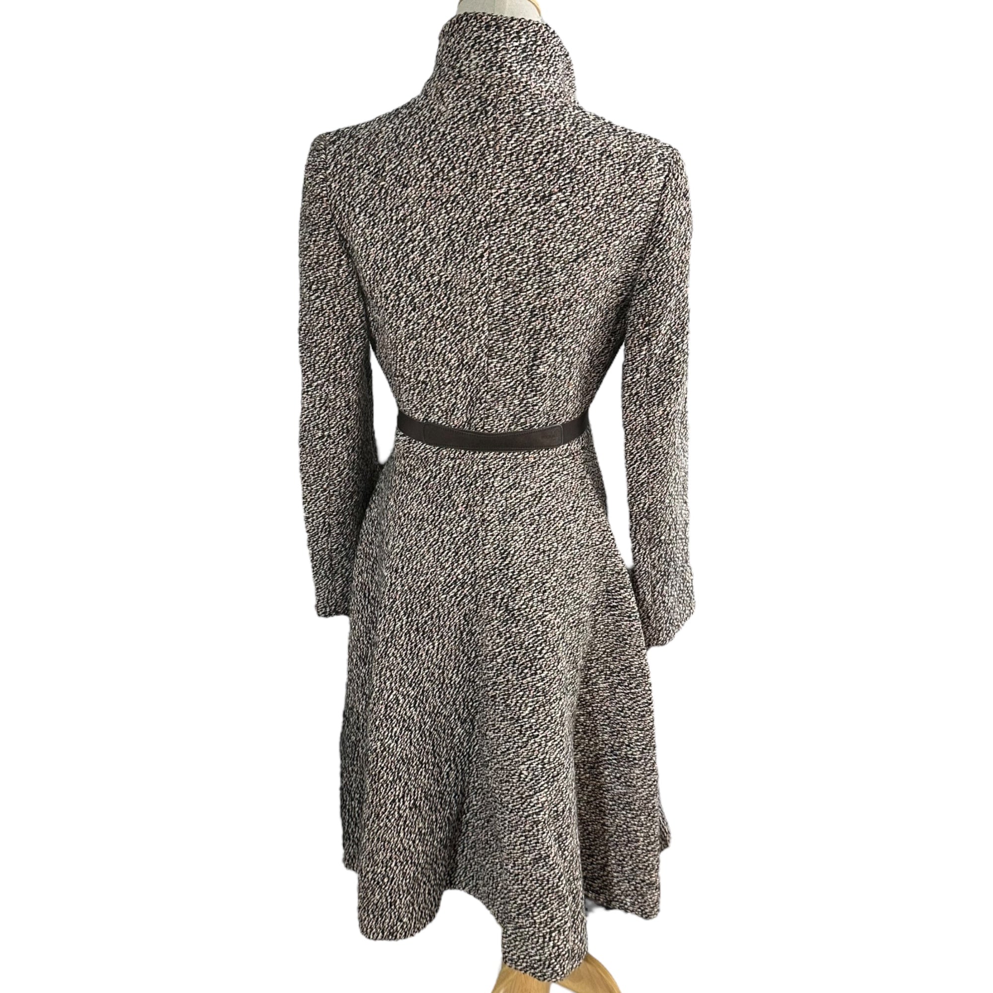 PRADA(プラダ) 2000AW Wool Tweed Stand Collar Flared Coat ウール ツイード スタンドカラー フレア コート 40(L程度) ホワイト×ブラック×ピンク 00's FW