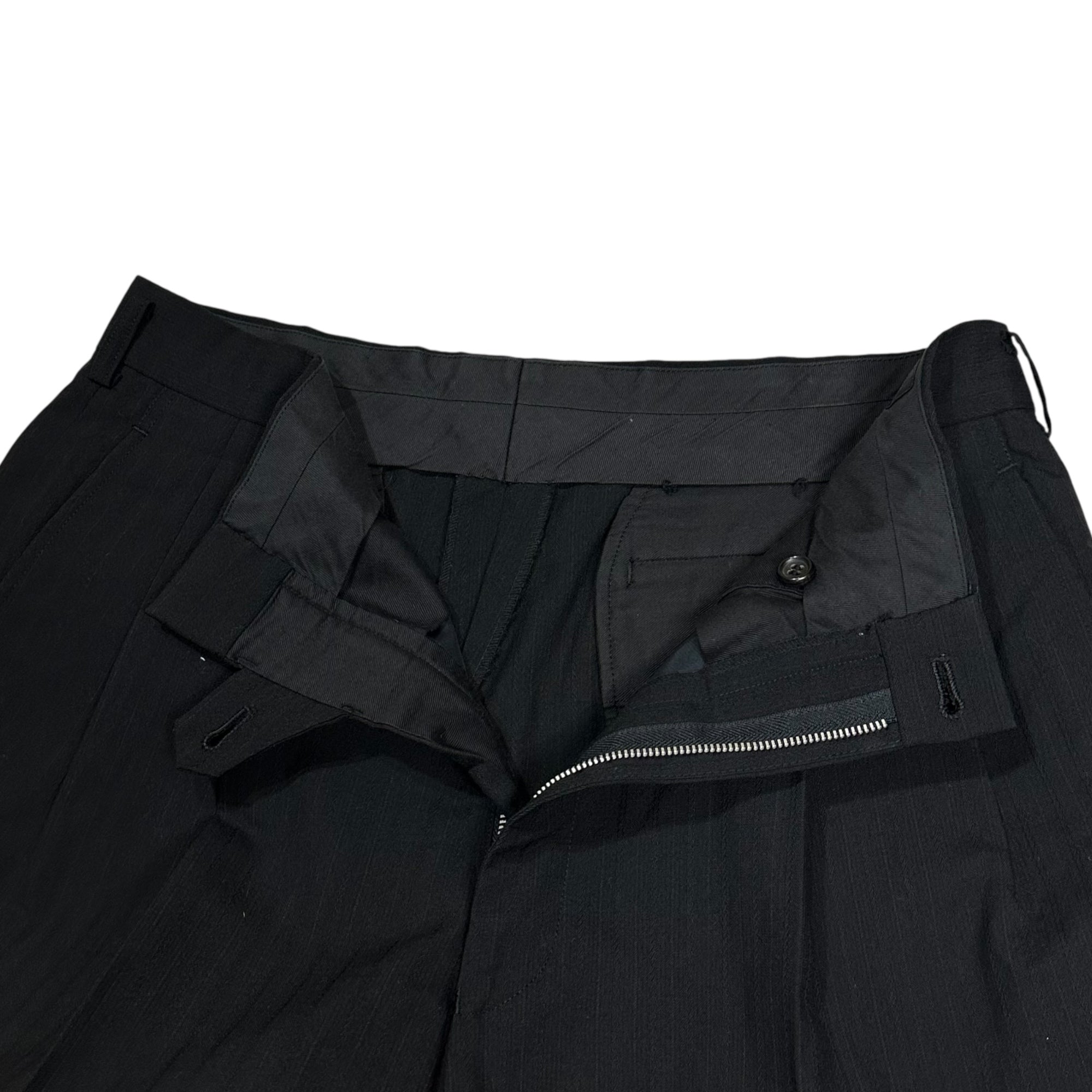 COMME des GARCONS HOMME(コムデギャルソンオム) 90AW Vintage Two-Tuck Red Striped Wide Slacks ヴィンテージ ツータック レッド ストライプ ワイド スラックス HP-11017L L ブラック AD1990 初期田中オム
