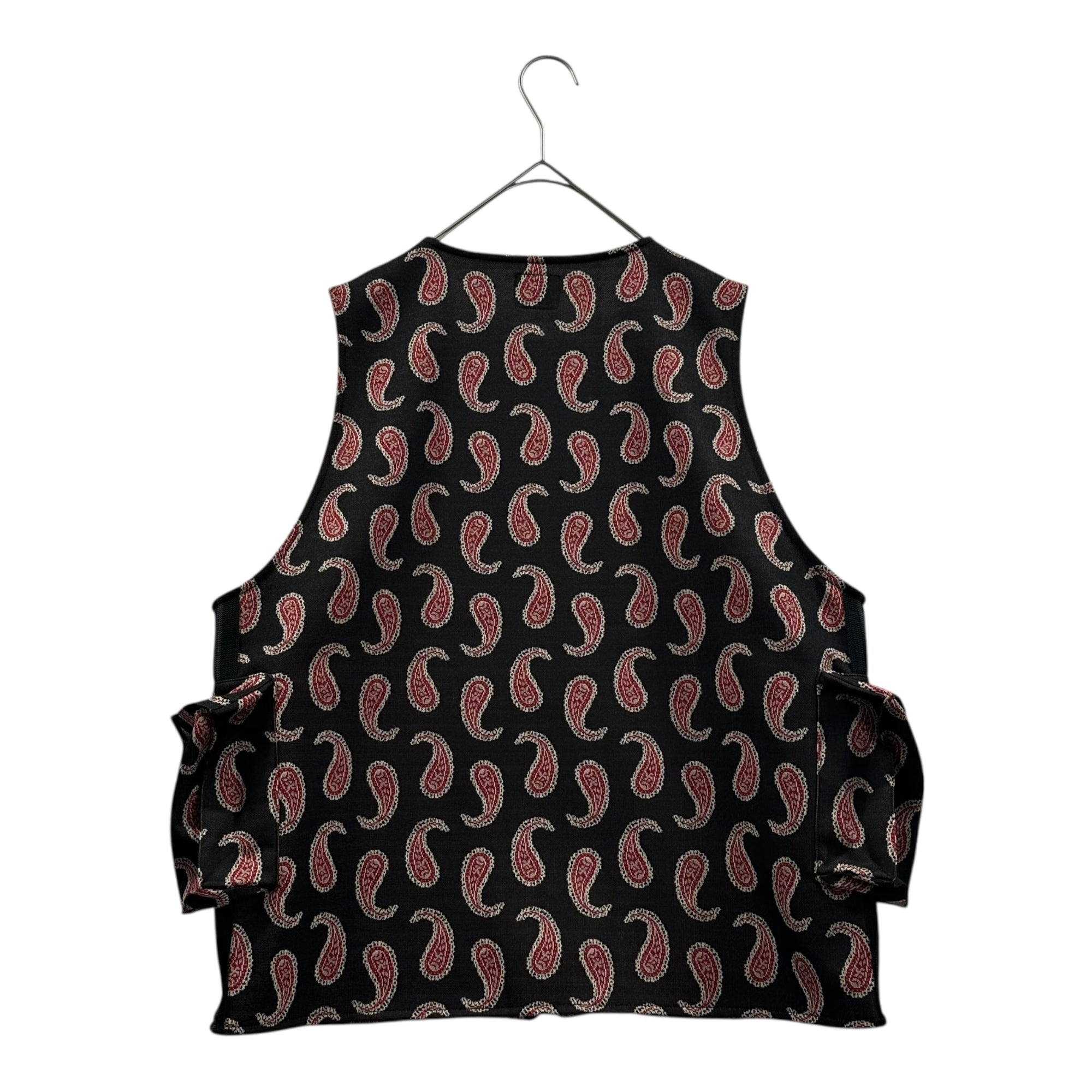 NEEDLES(ニードルズ) 19AW Paisley Radio Vest Poly Jacquard ペイズリー柄 ラジオベスト ポリジャカード QV1513 S ブラック×レッド