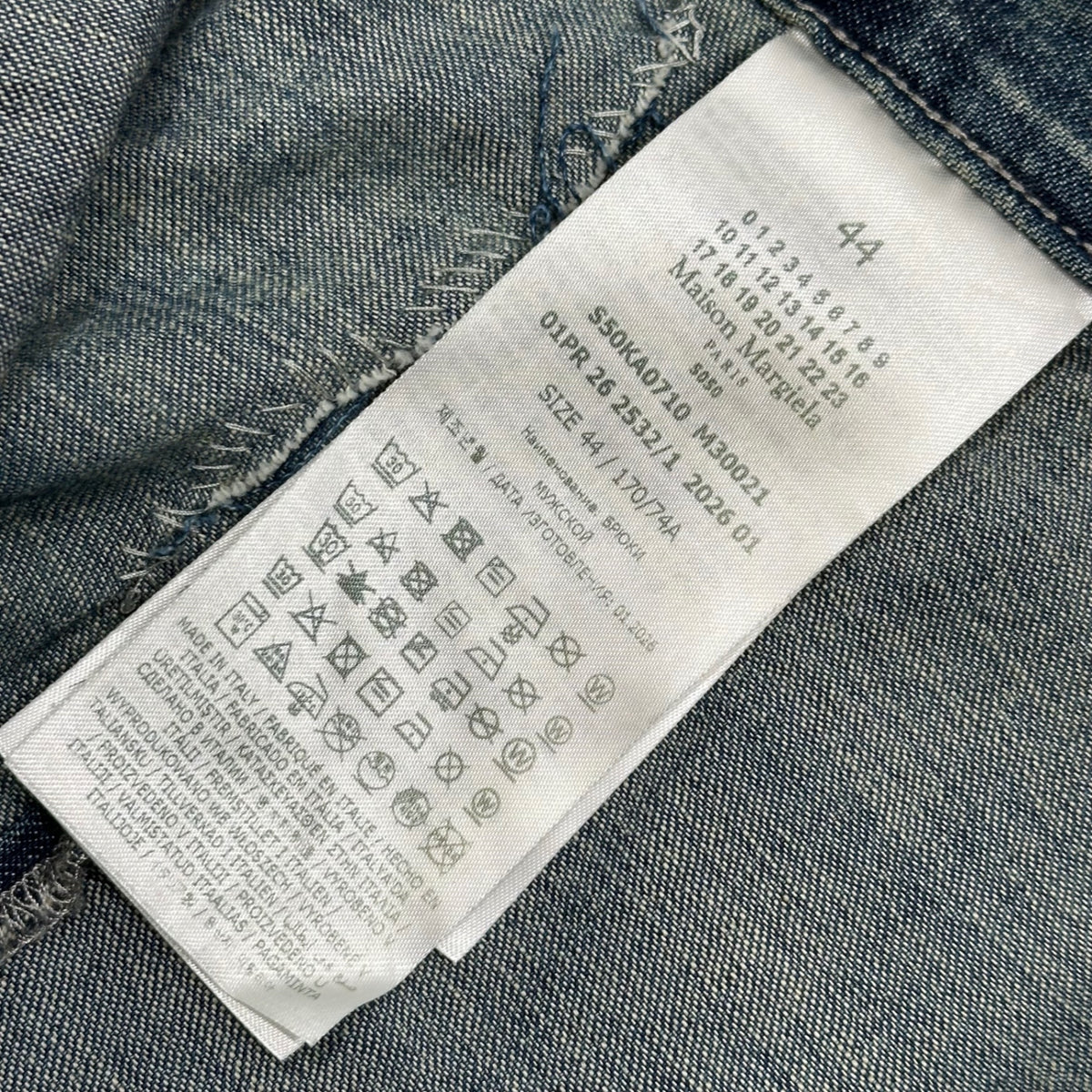 MAISON MARGIELA(メゾンマルジェラ) 2026AW  Denim Work Pants デニム ワーク パンツ S50KA0710 44 ライトインディゴ デストロイ