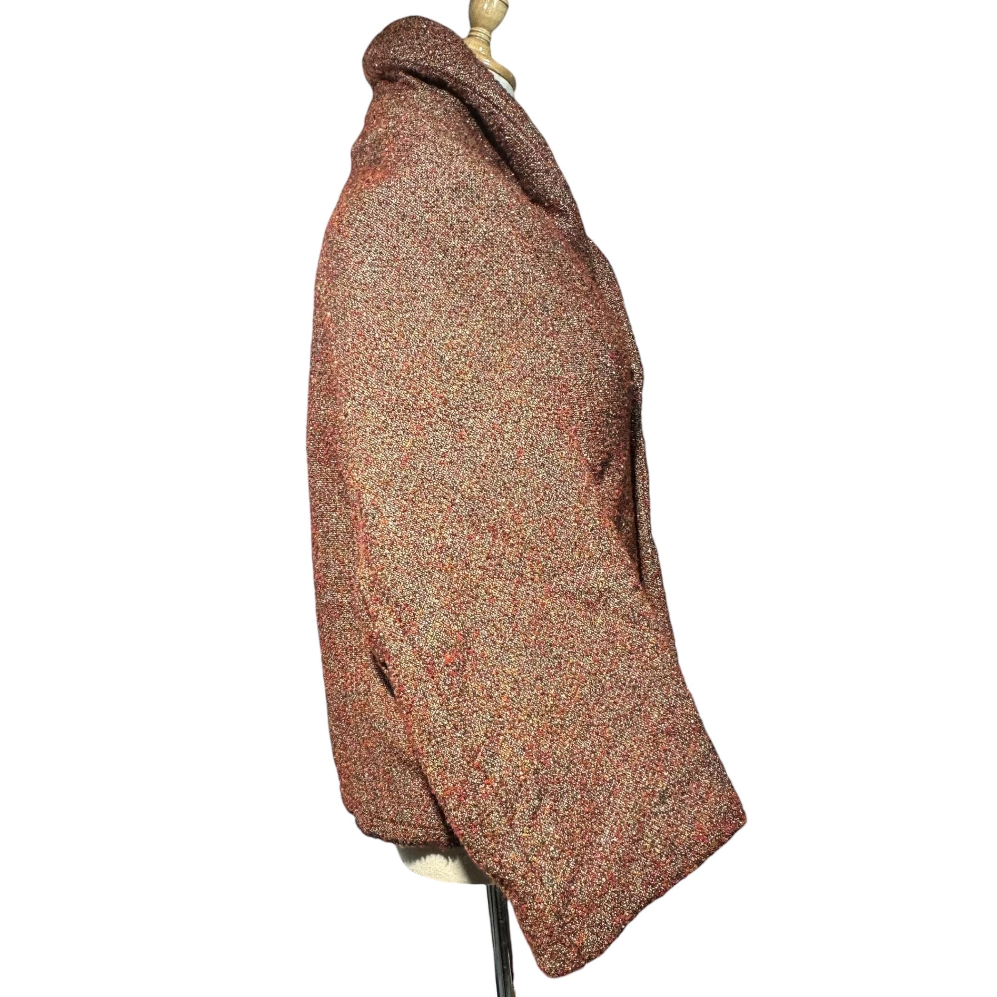 COMME des GARCONS JUNYA WATANABE(コムデギャルソンジュンヤワタナベ) 04AW Tweed Padded Cut-Off Jacket ツイード パテッド カットオフ ジャケット JN-J011 M レッド×オレンジ AD2004 中綿