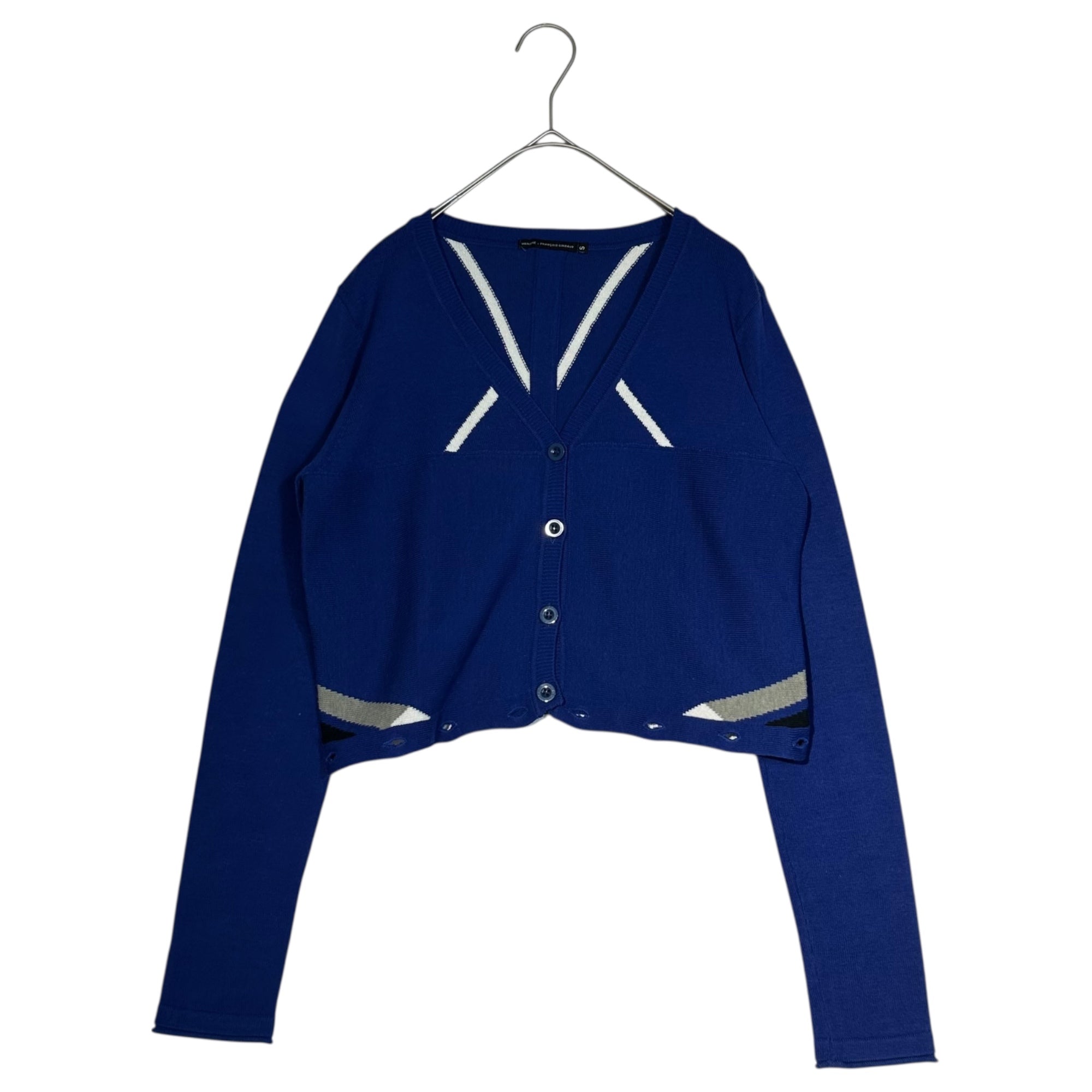 MARITHE FRANCOIS GIRBAUD(マリテフランソワジルボー) 00's 2WAY Cotton Cross Button Gimmick Cardigan コットン ミックス クロス ボタン ギミック ニット カーディガン F5-8246 S ブルー Y2K